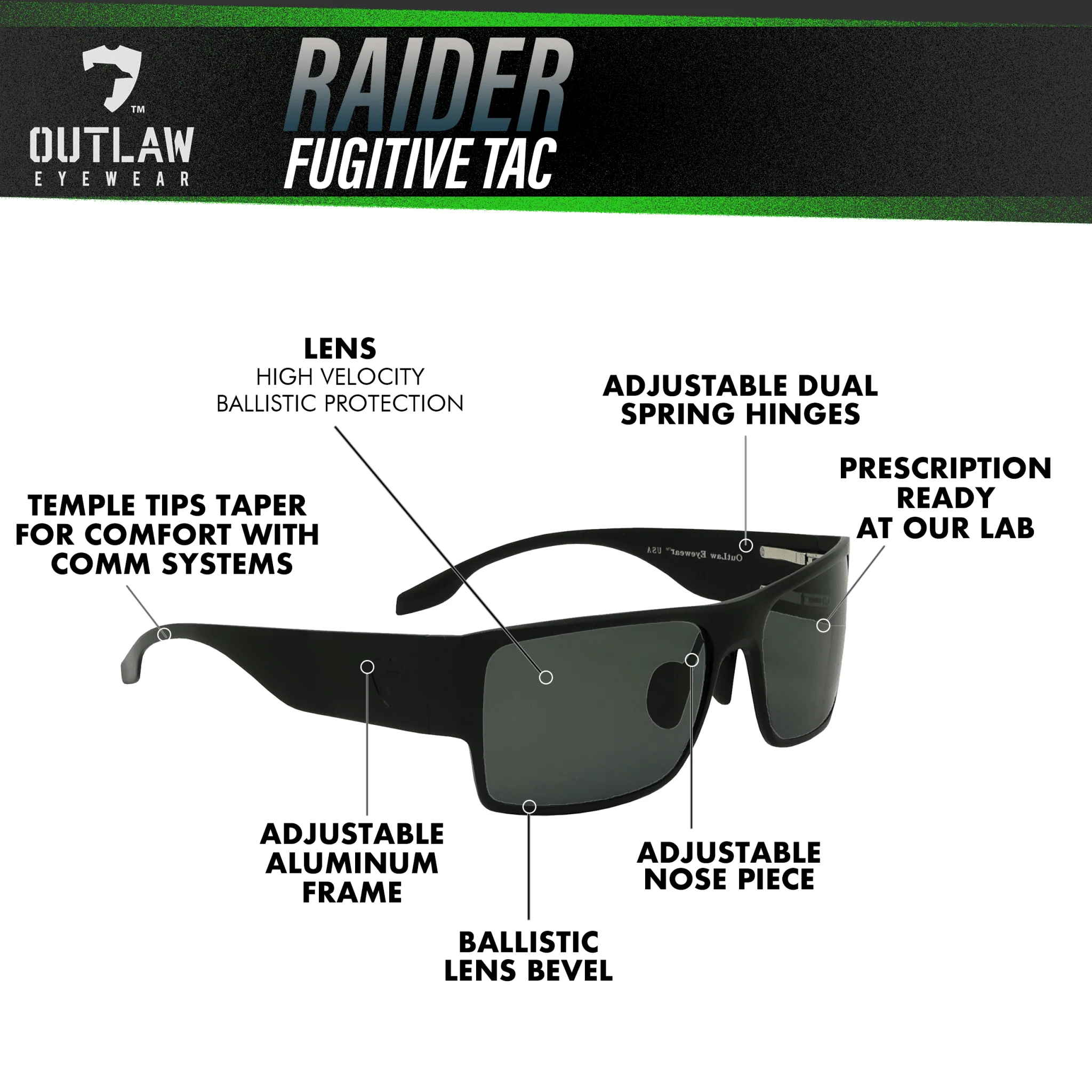 OutLaw Eyewear Raider TAC Black / Polarized - 2 Pack - Image 7