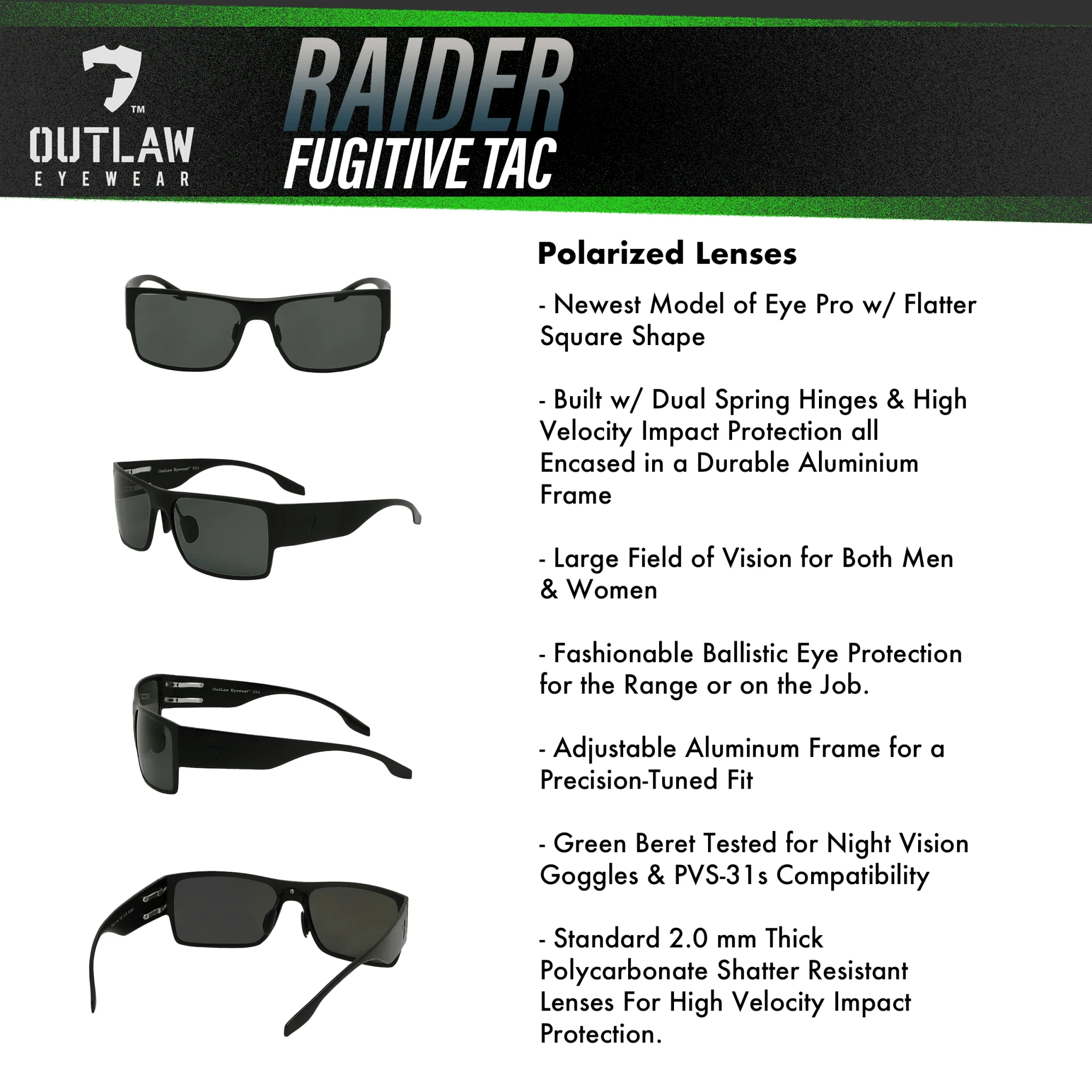 OutLaw Eyewear Raider TAC Black / Polarized - 2 Pack - Image 9