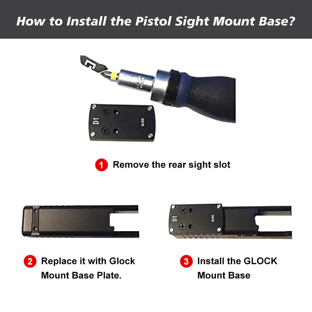 Red Win Pistol Sight Mount Bases - Glk, 1911, Sig, Beretta, Springfield, HK - Image 2