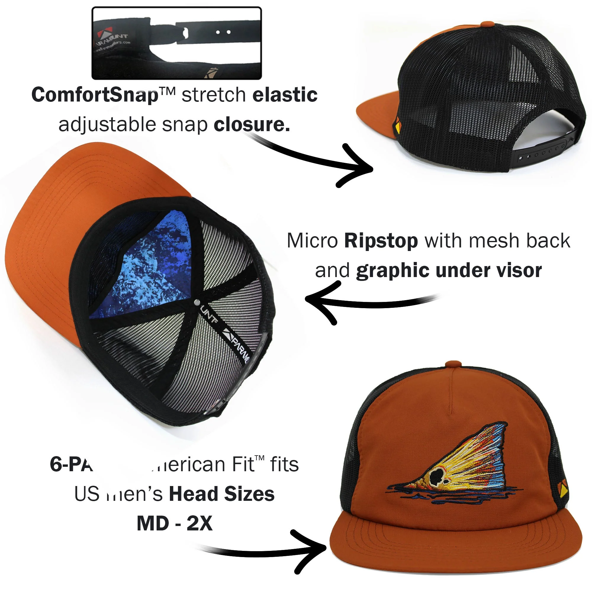 Paramount Outdoors Redfish Tail Mesh Back Performance Hat - Image 6