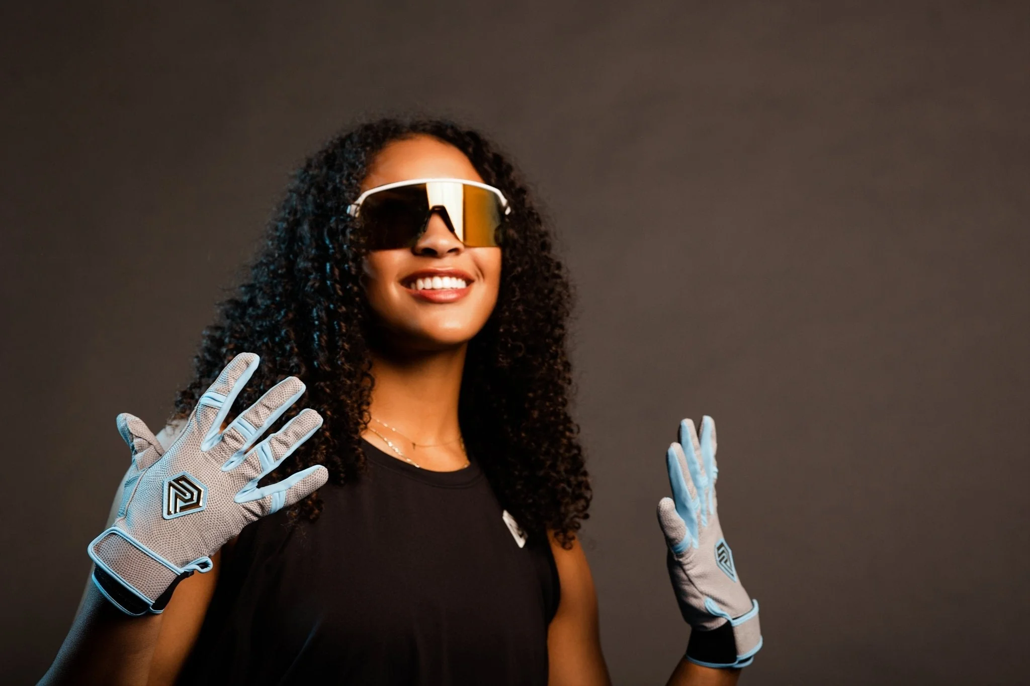 Resilient SFBL Championship Fastpitch Batting gloves - Grey and Angel Blue