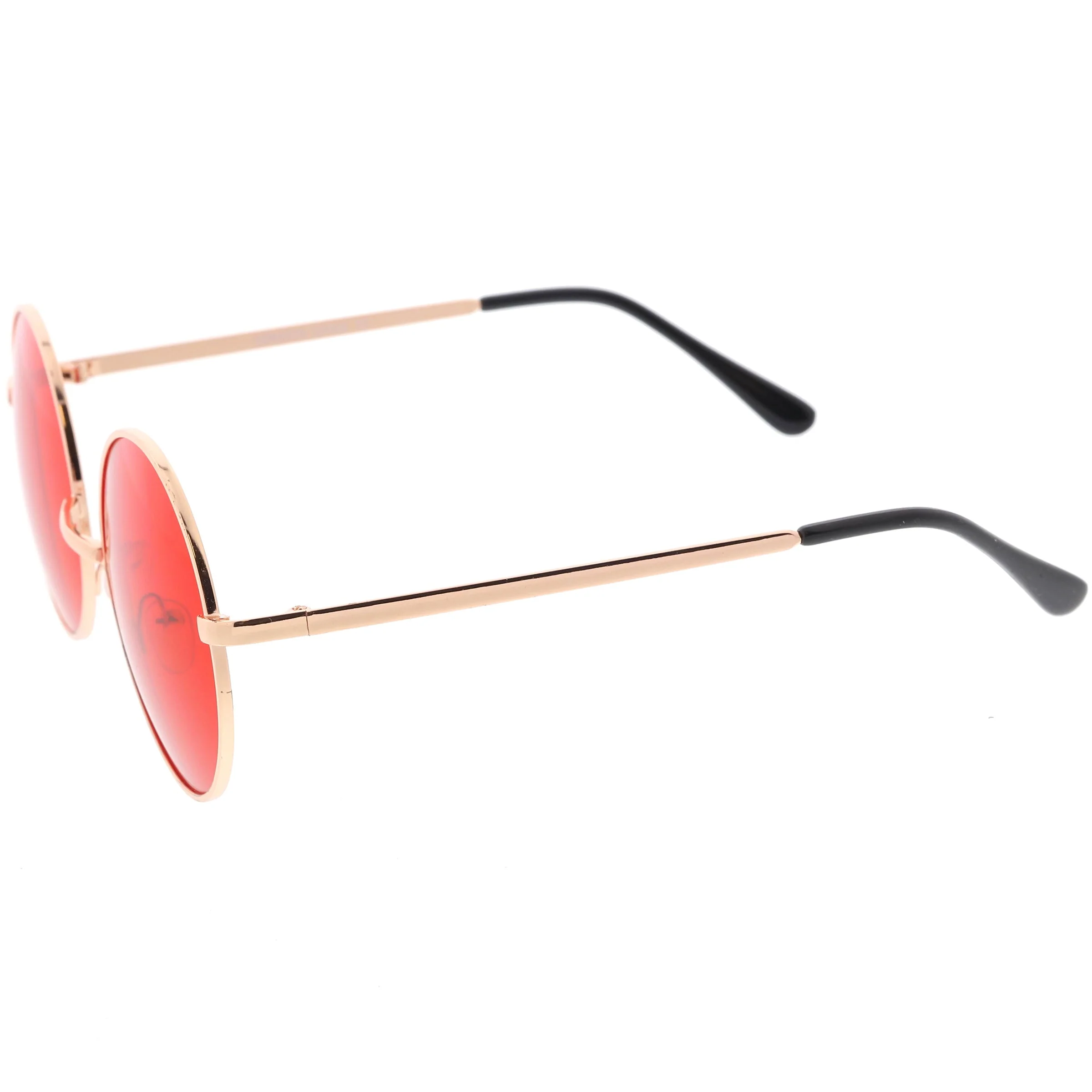 zeroUV Retro Hippie Round Color Tone Metal Sunglasses 9892 - Image 2