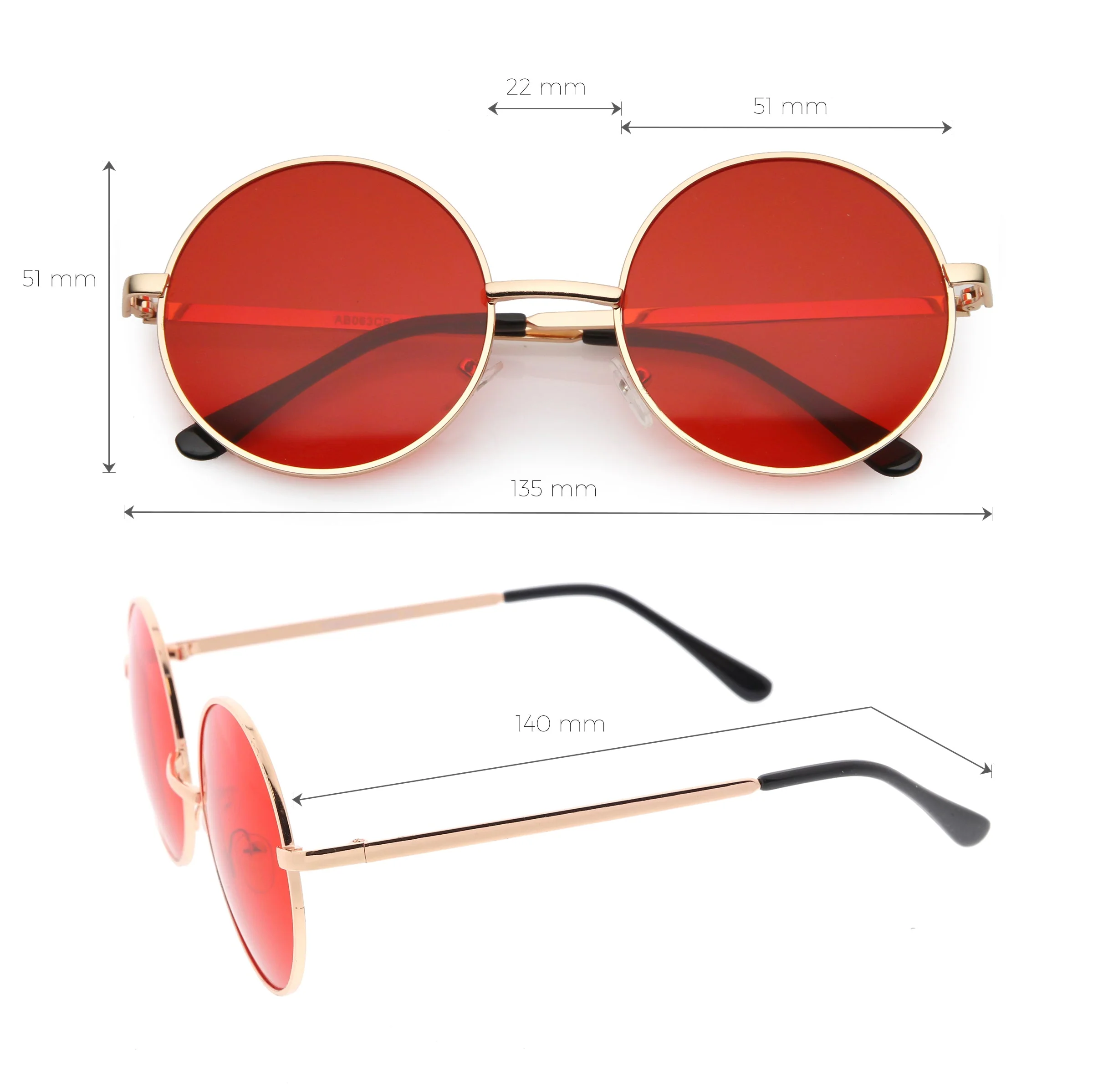 zeroUV Retro Hippie Round Color Tone Metal Sunglasses 9892 - Image 4