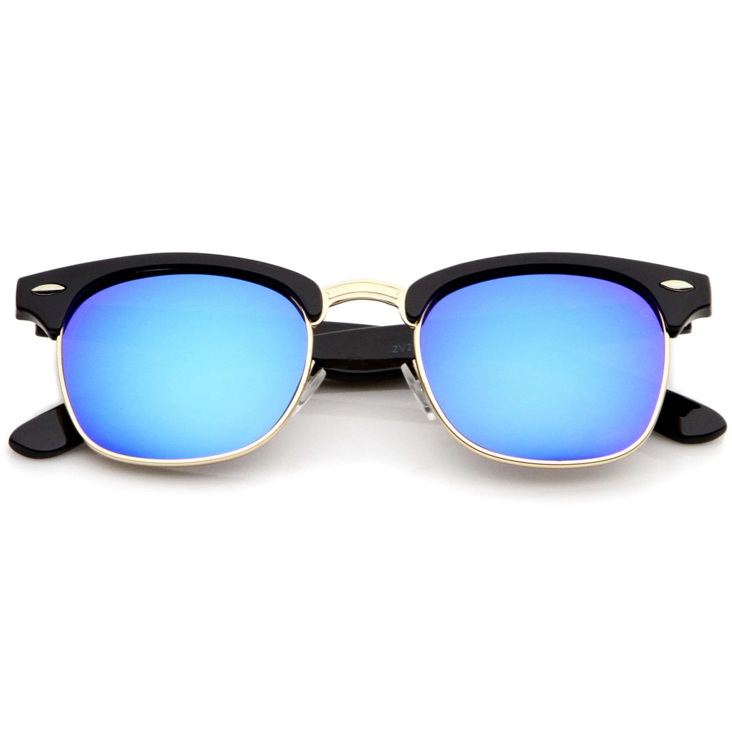 zeroUV Retro Horned Rim Half Frame Flash Mirror Lens Sunglasses 9309 - Image 10