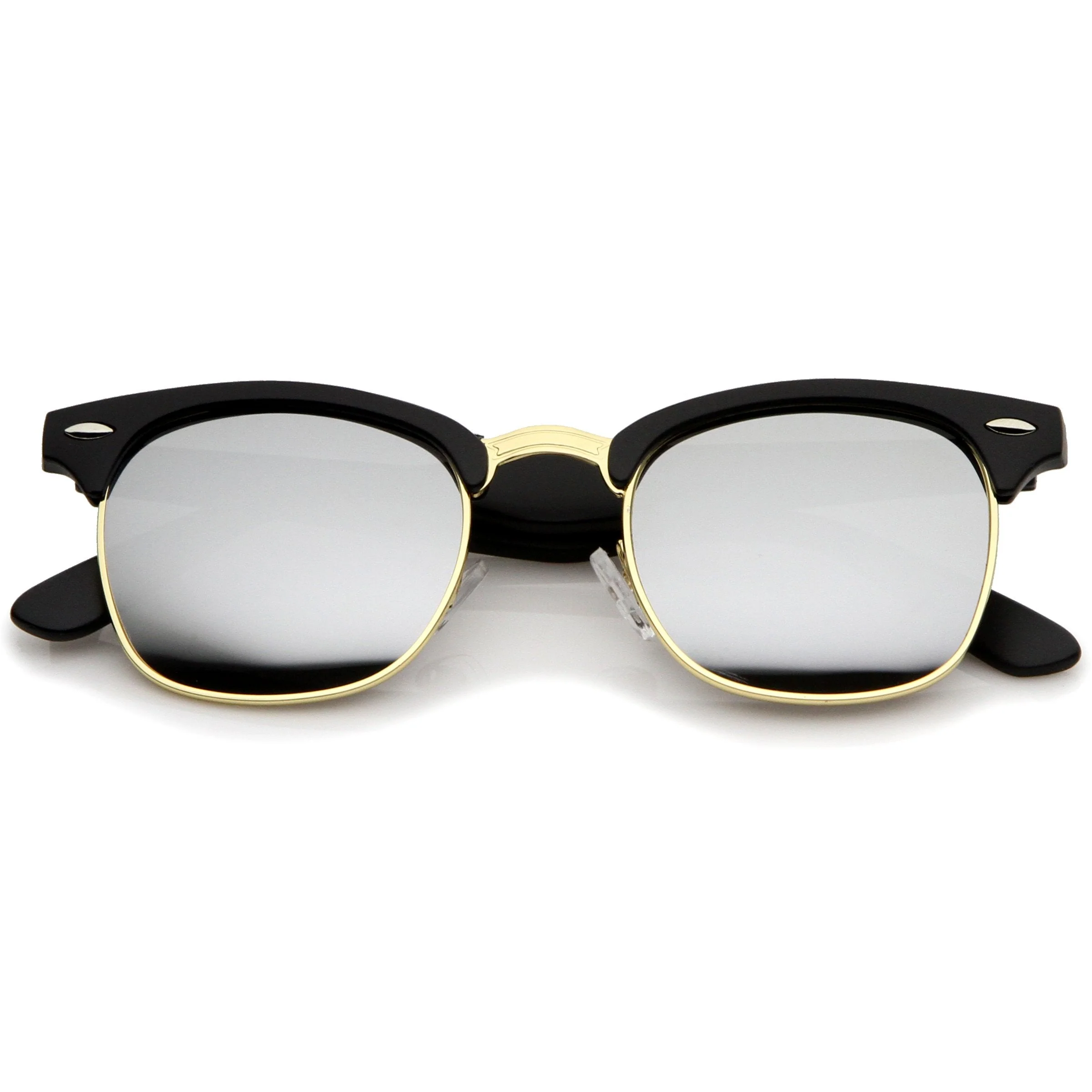 zeroUV Retro Horned Rim Half Frame Flash Mirror Lens Sunglasses 9309 - Image 11
