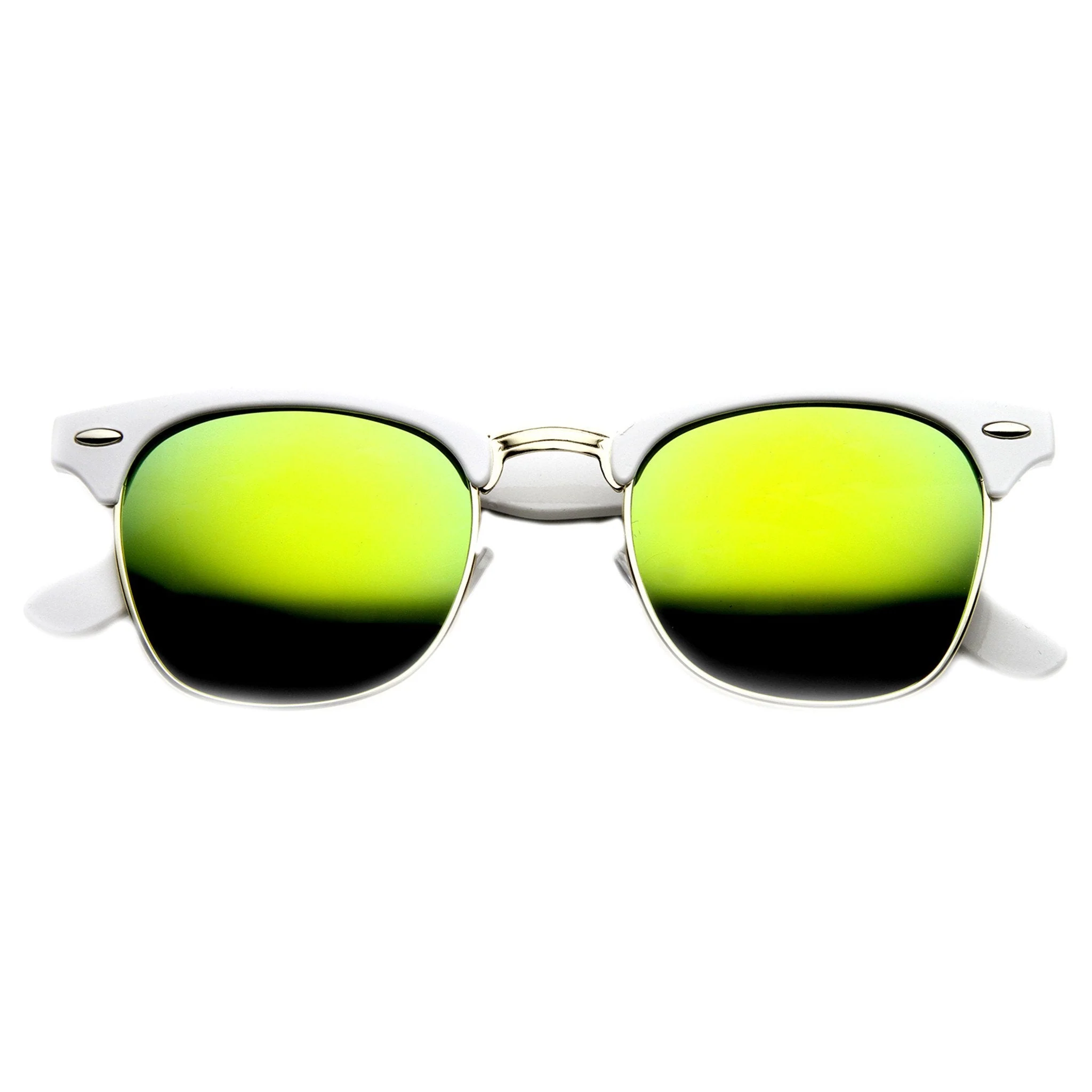 zeroUV Retro Horned Rim Half Frame Flash Mirror Lens Sunglasses 9309 - Image 12