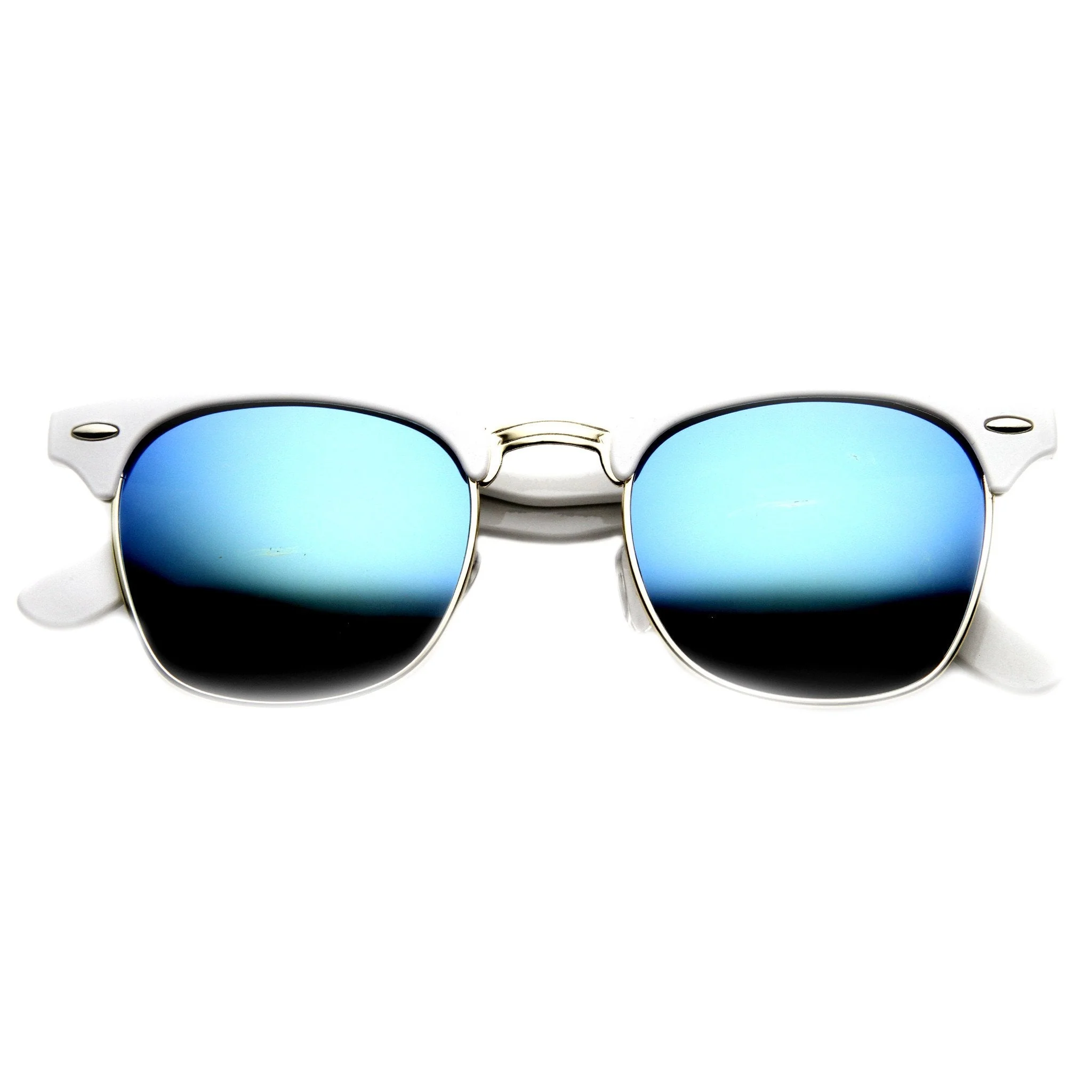 zeroUV Retro Horned Rim Half Frame Flash Mirror Lens Sunglasses 9309 - Image 13