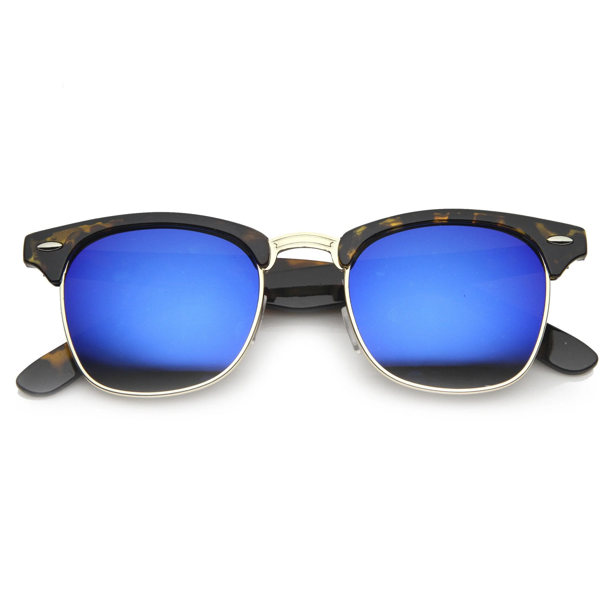 zeroUV Retro Horned Rim Half Frame Flash Mirror Lens Sunglasses 9309 - Image 14
