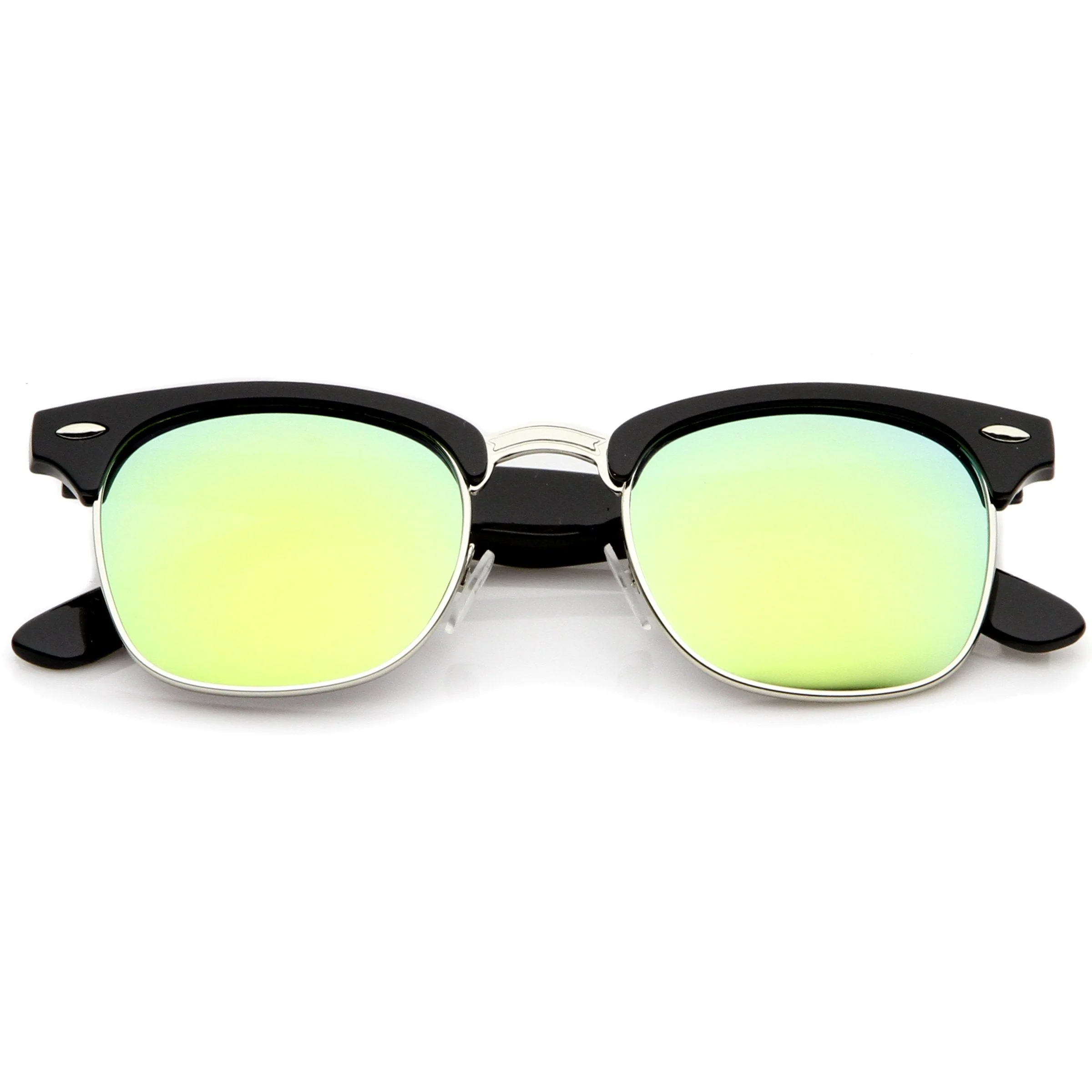 zeroUV Retro Horned Rim Half Frame Flash Mirror Lens Sunglasses 9309 - Image 16