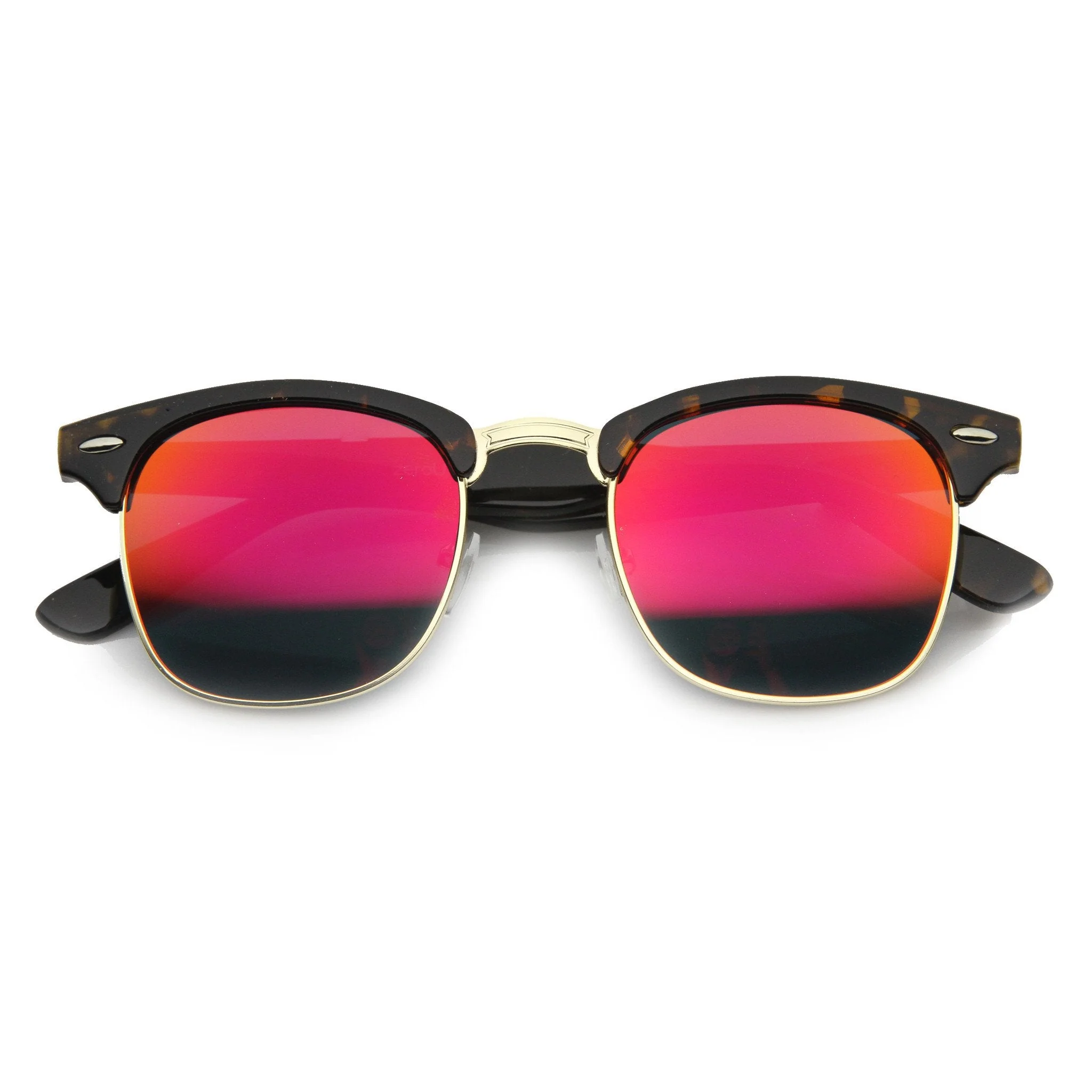 zeroUV Retro Horned Rim Half Frame Flash Mirror Lens Sunglasses 9309 - Image 17