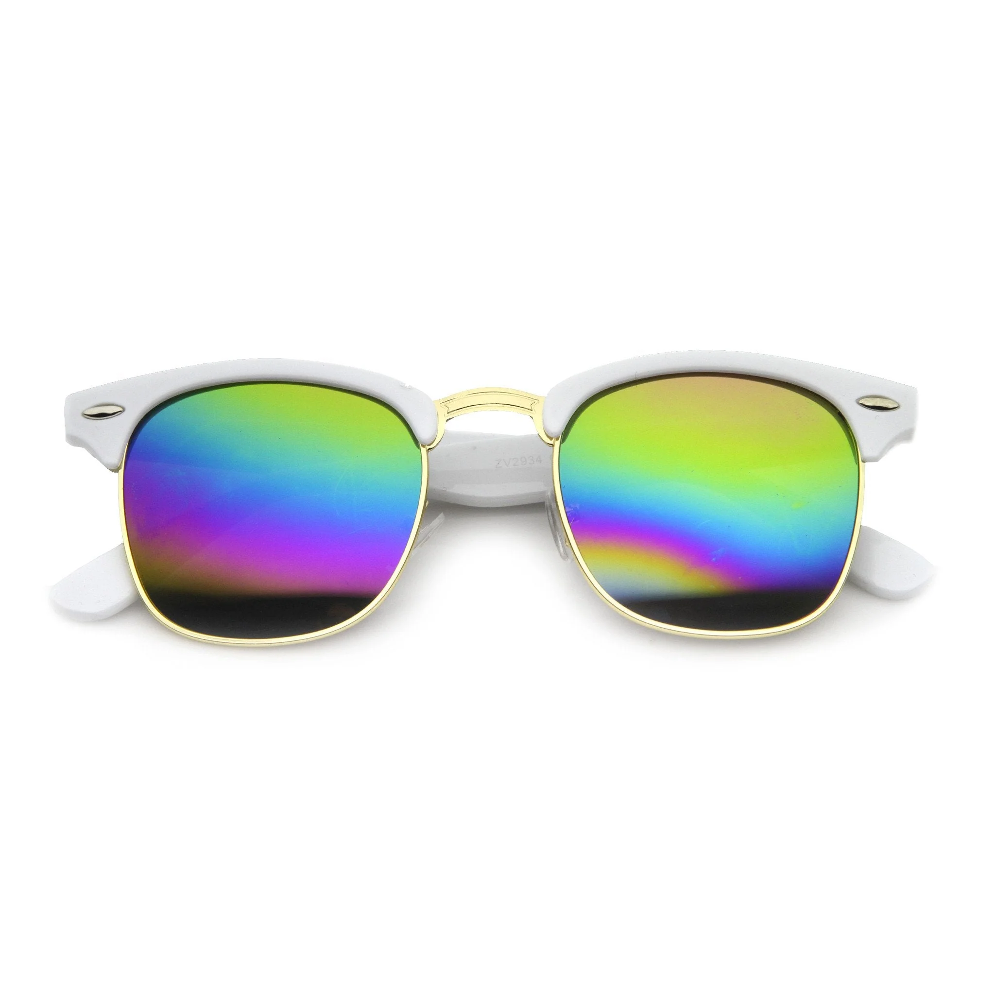 zeroUV Retro Horned Rim Half Frame Flash Mirror Lens Sunglasses 9309 - Image 18