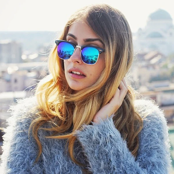 zeroUV Retro Horned Rim Half Frame Flash Mirror Lens Sunglasses 9309 - Image 20