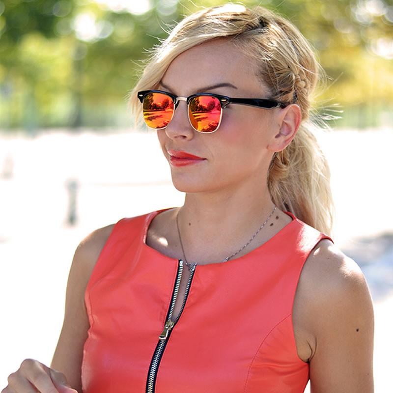 zeroUV Retro Horned Rim Half Frame Flash Mirror Lens Sunglasses 9309 - Image 24