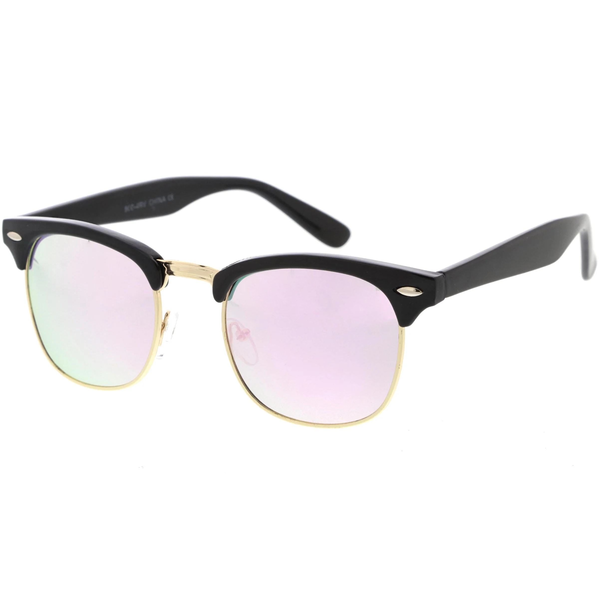 zeroUV Retro Horned Rim Half Frame Flash Mirror Lens Sunglasses 9309 - Image 4