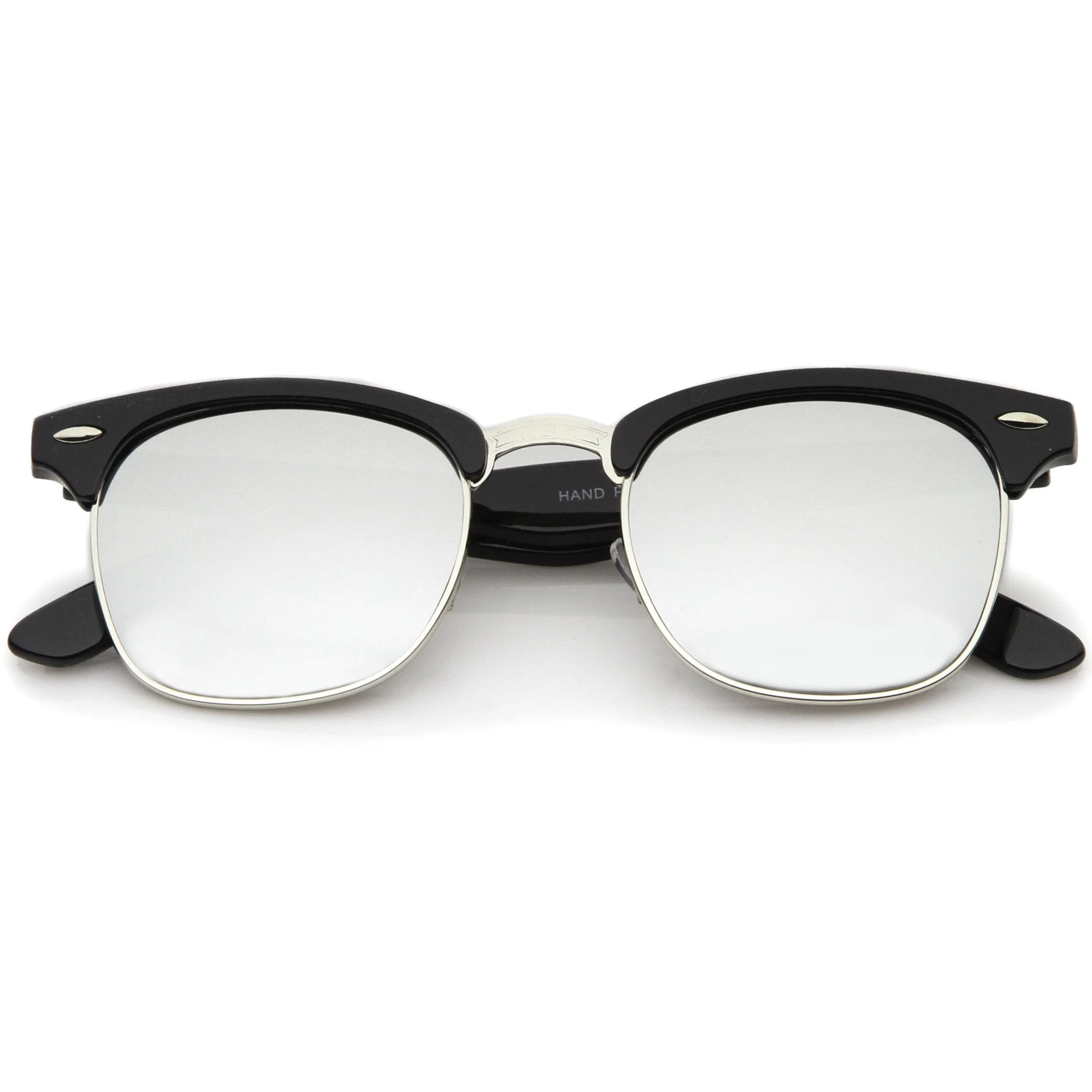 zeroUV Retro Horned Rim Half Frame Flash Mirror Lens Sunglasses 9309 - Image 6