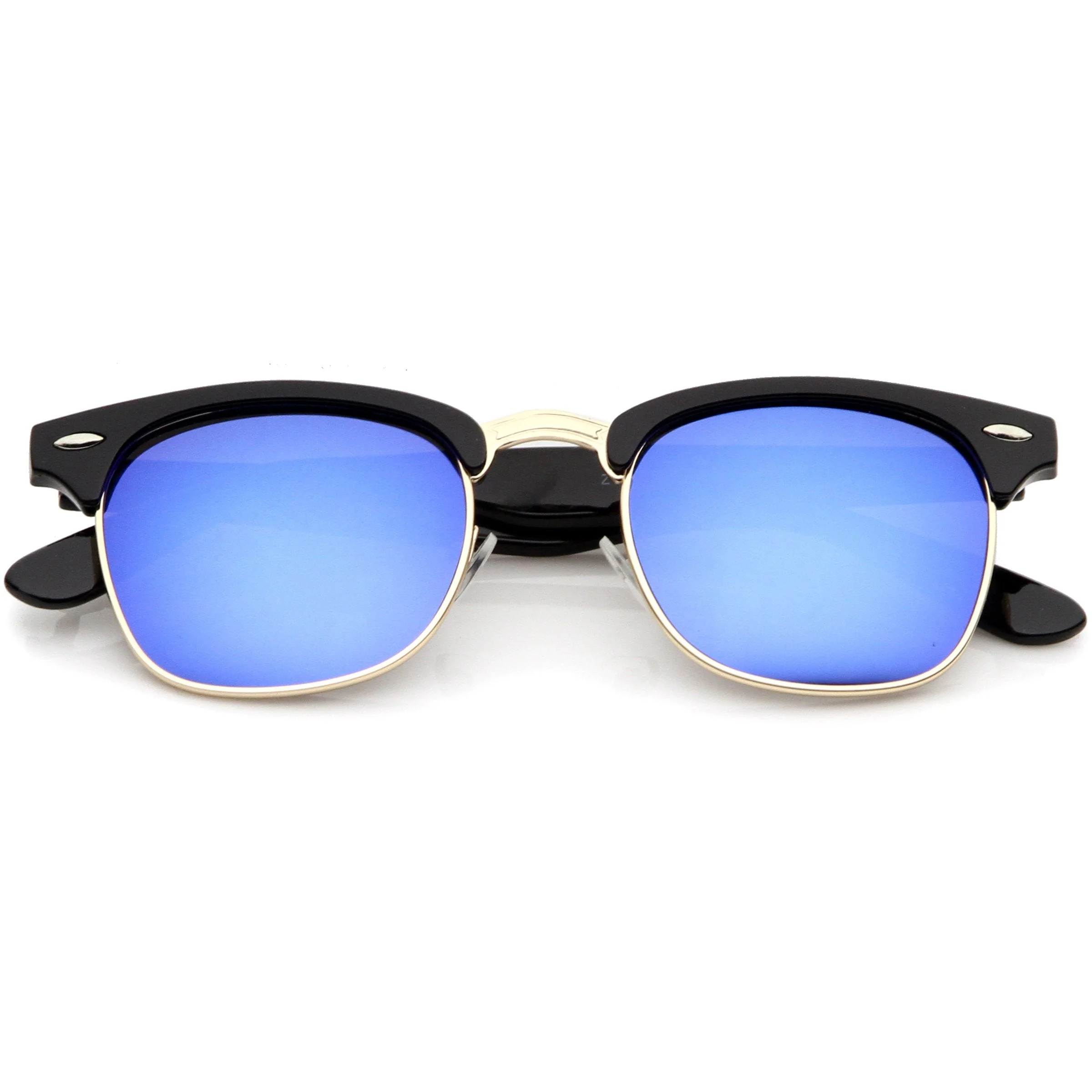 zeroUV Retro Horned Rim Half Frame Flash Mirror Lens Sunglasses 9309 - Image 8