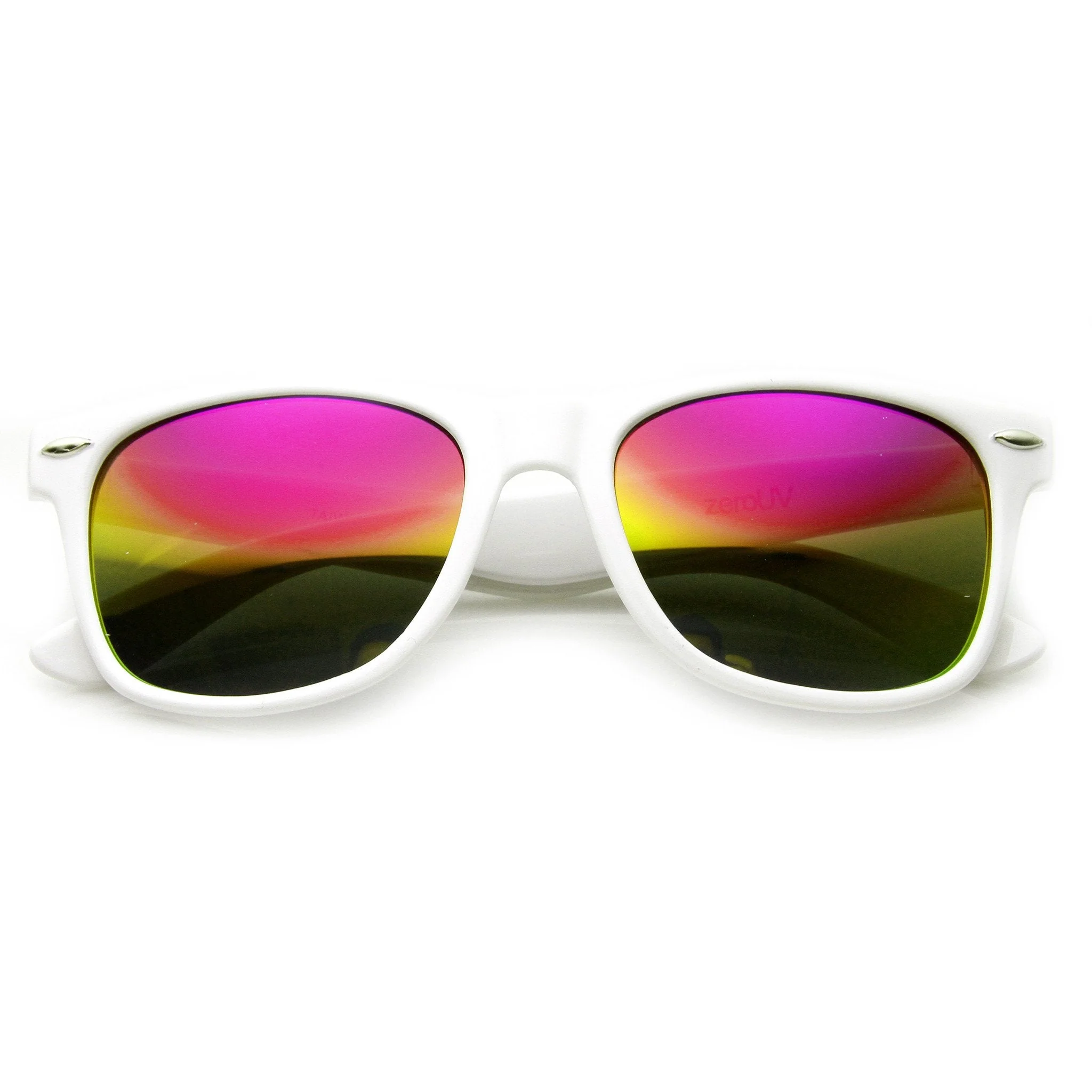 zeroUV Retro Horned Rime Sunglasses With Flash Mirror Lenses 8075 - Image 3