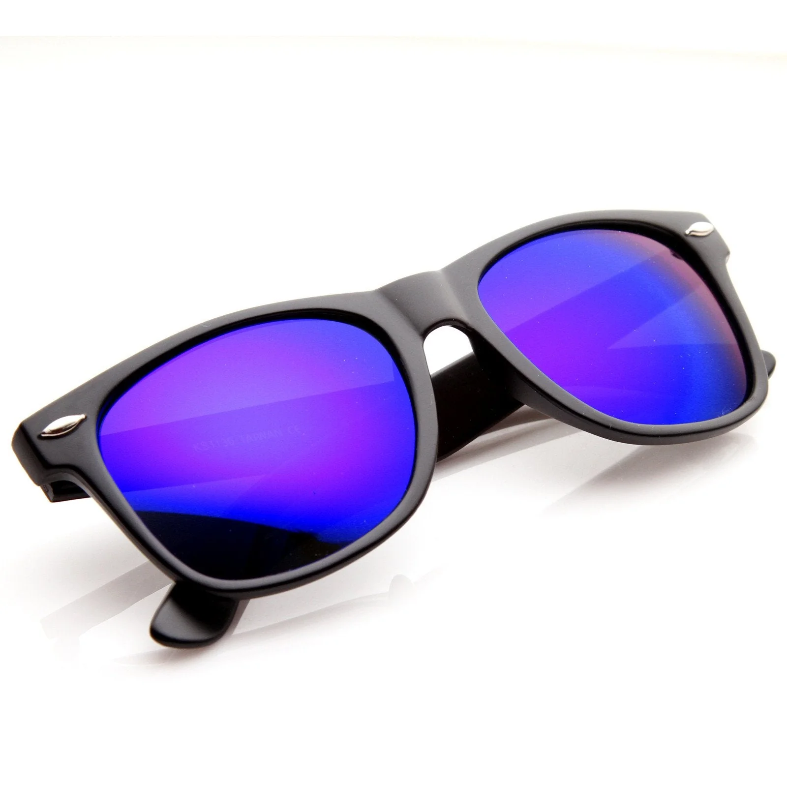 zeroUV Retro Matte Black Horned Rim Flash Colored Lens Sunglasses 58mm 8025 - Image 10