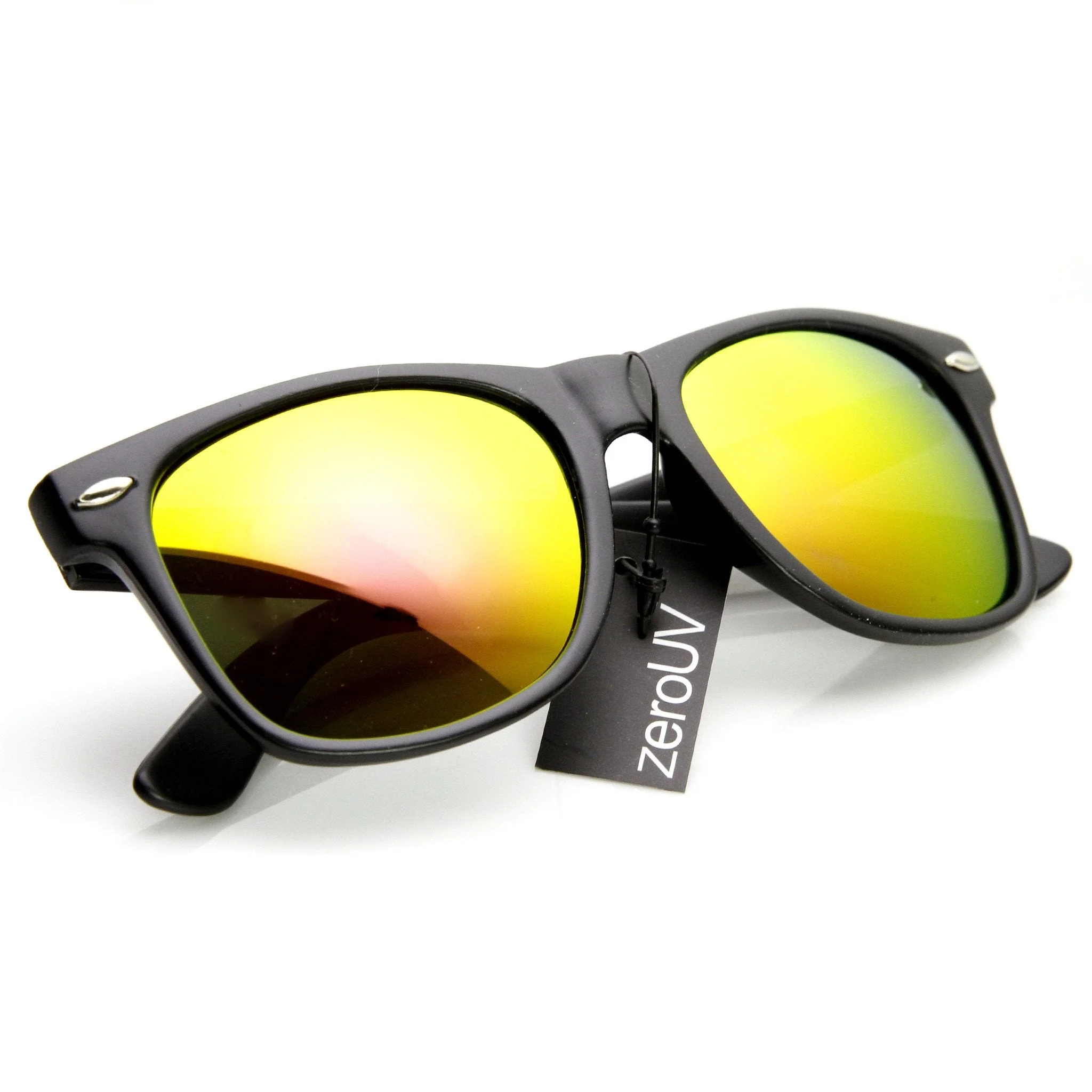 zeroUV Retro Matte Black Horned Rim Flash Colored Lens Sunglasses 58mm 8025 - Image 12
