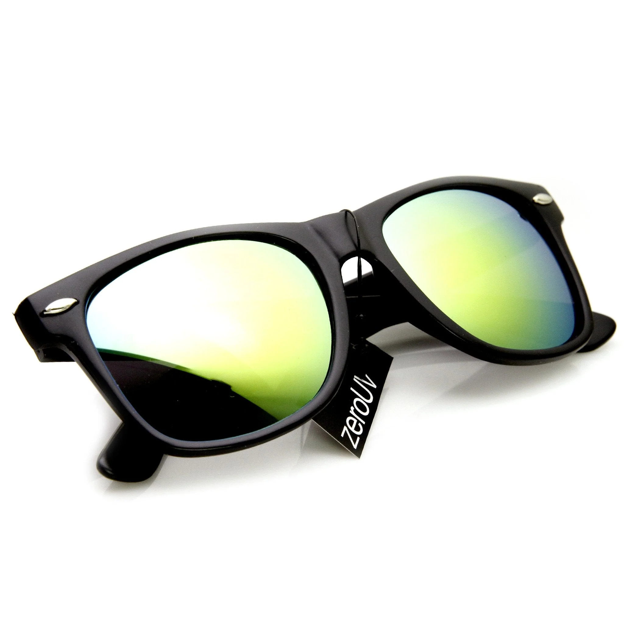 zeroUV Retro Matte Black Horned Rim Flash Colored Lens Sunglasses 58mm 8025 - Image 13