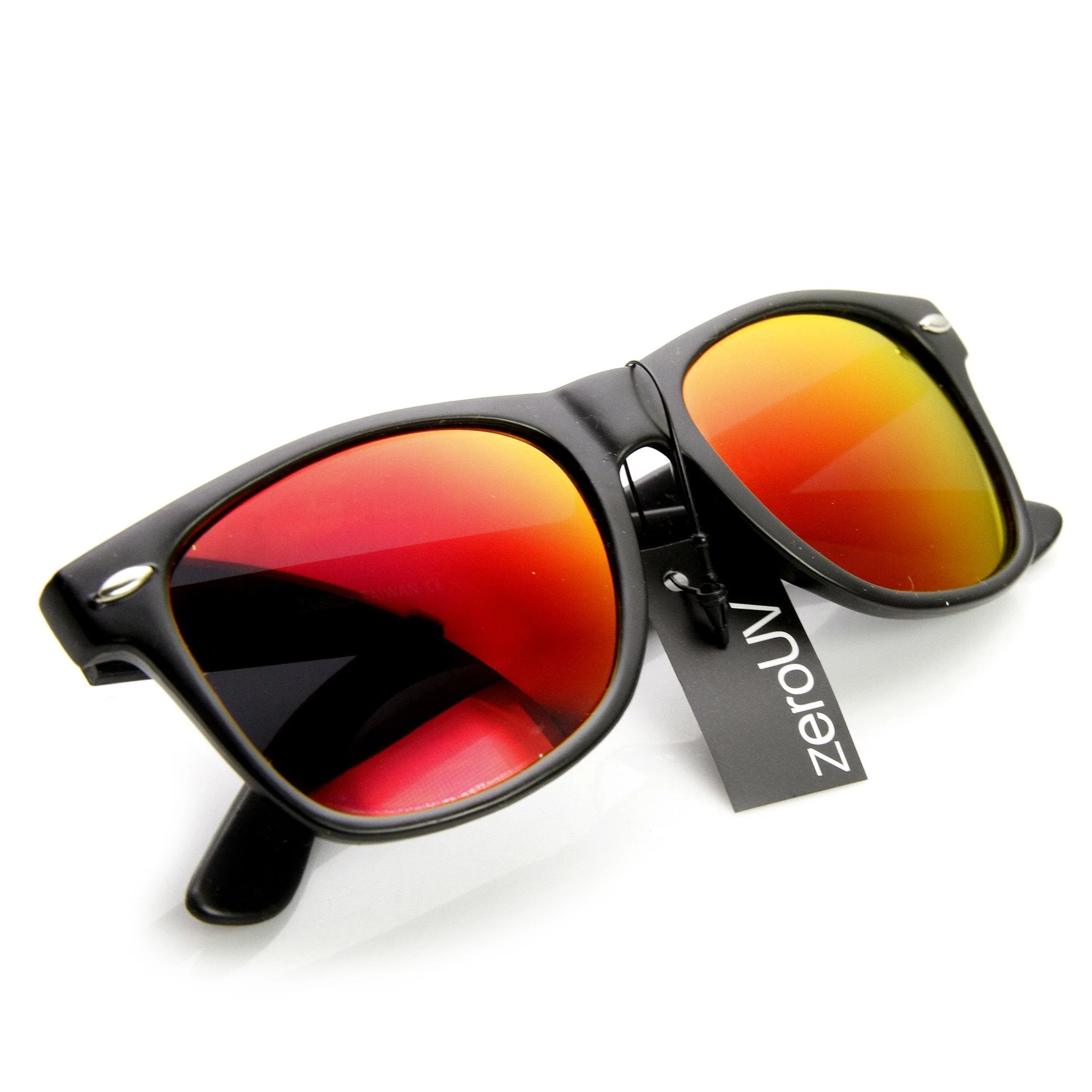 zeroUV Retro Matte Black Horned Rim Flash Colored Lens Sunglasses 58mm 8025 - Image 14