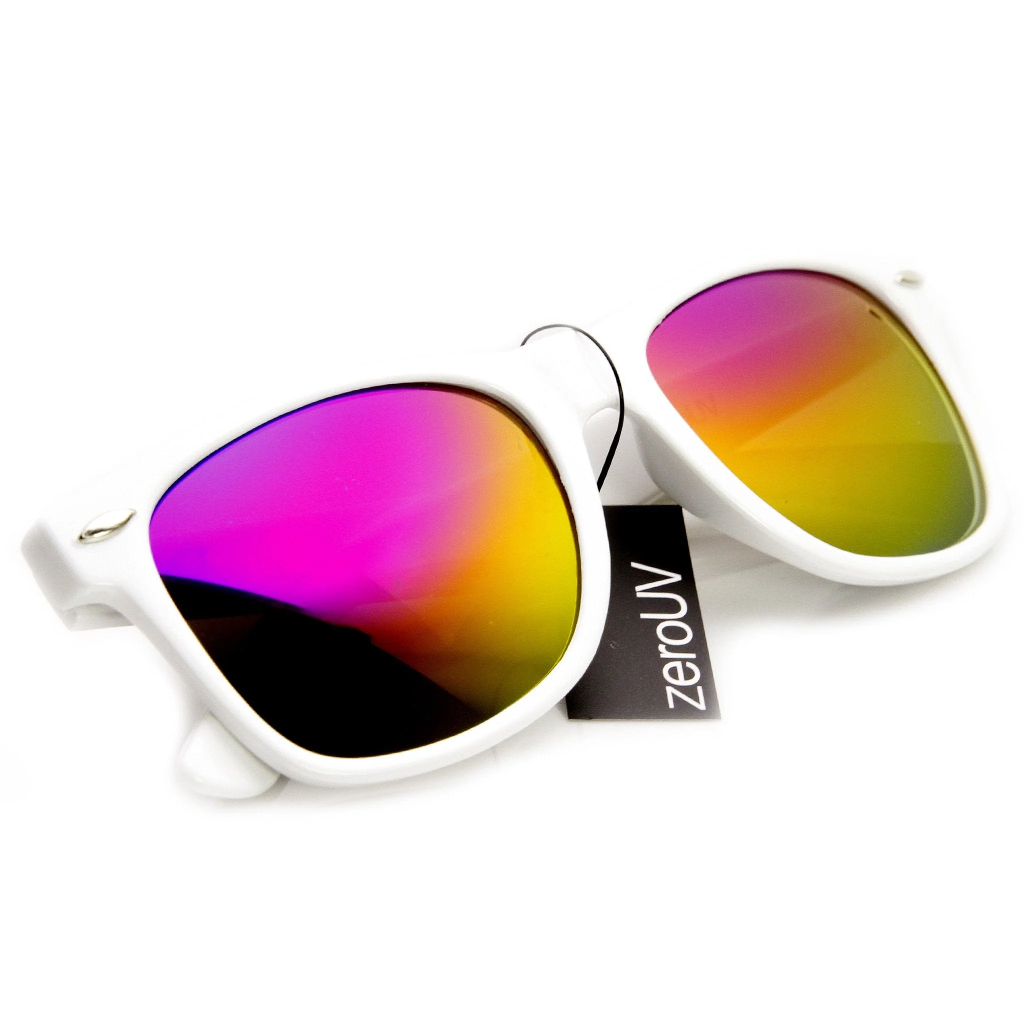 zeroUV Retro Matte Black Horned Rim Flash Colored Lens Sunglasses 58mm 8025 - Image 17