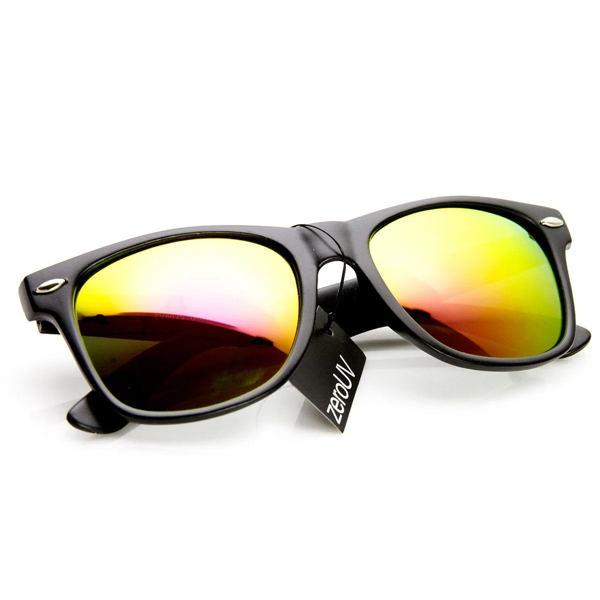 zeroUV Retro Matte Black Horned Rim Flash Colored Lens Sunglasses 58mm 8025 - Image 18