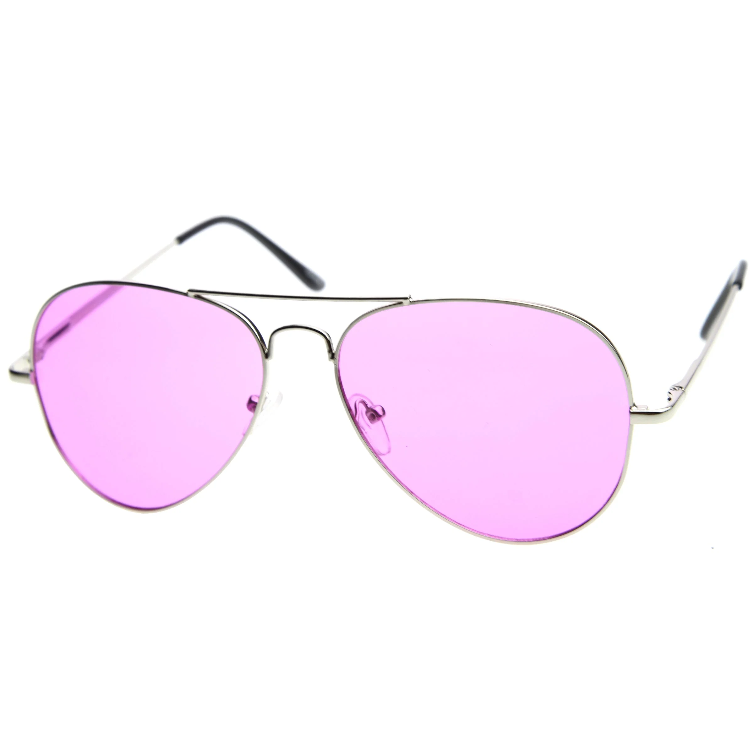 zeroUV Retro Metal Color Tinted Lens Aviator Sunglasses 8405 59mm - Image 22