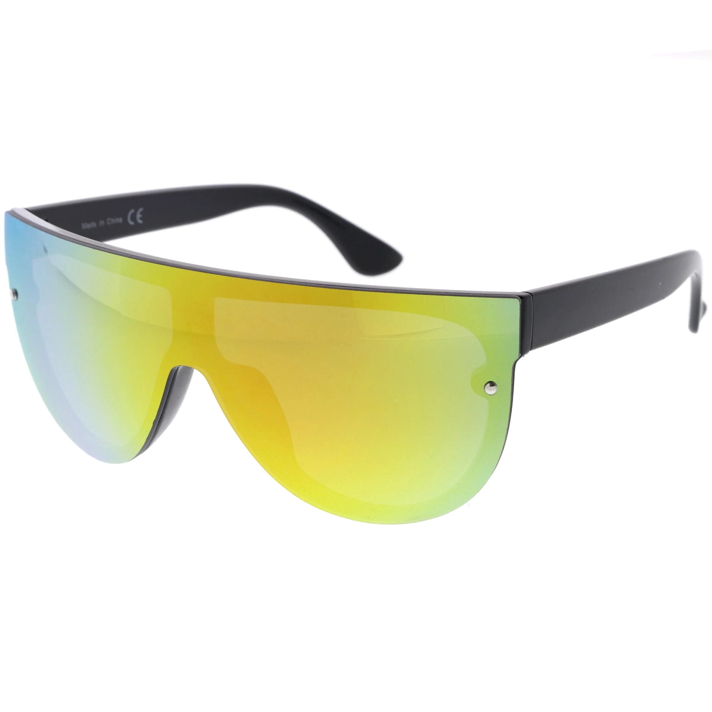 zeroUV Retro Modern Flat Top Mirror Lens Shield Aviator Sunglasses 9798 - Image 11