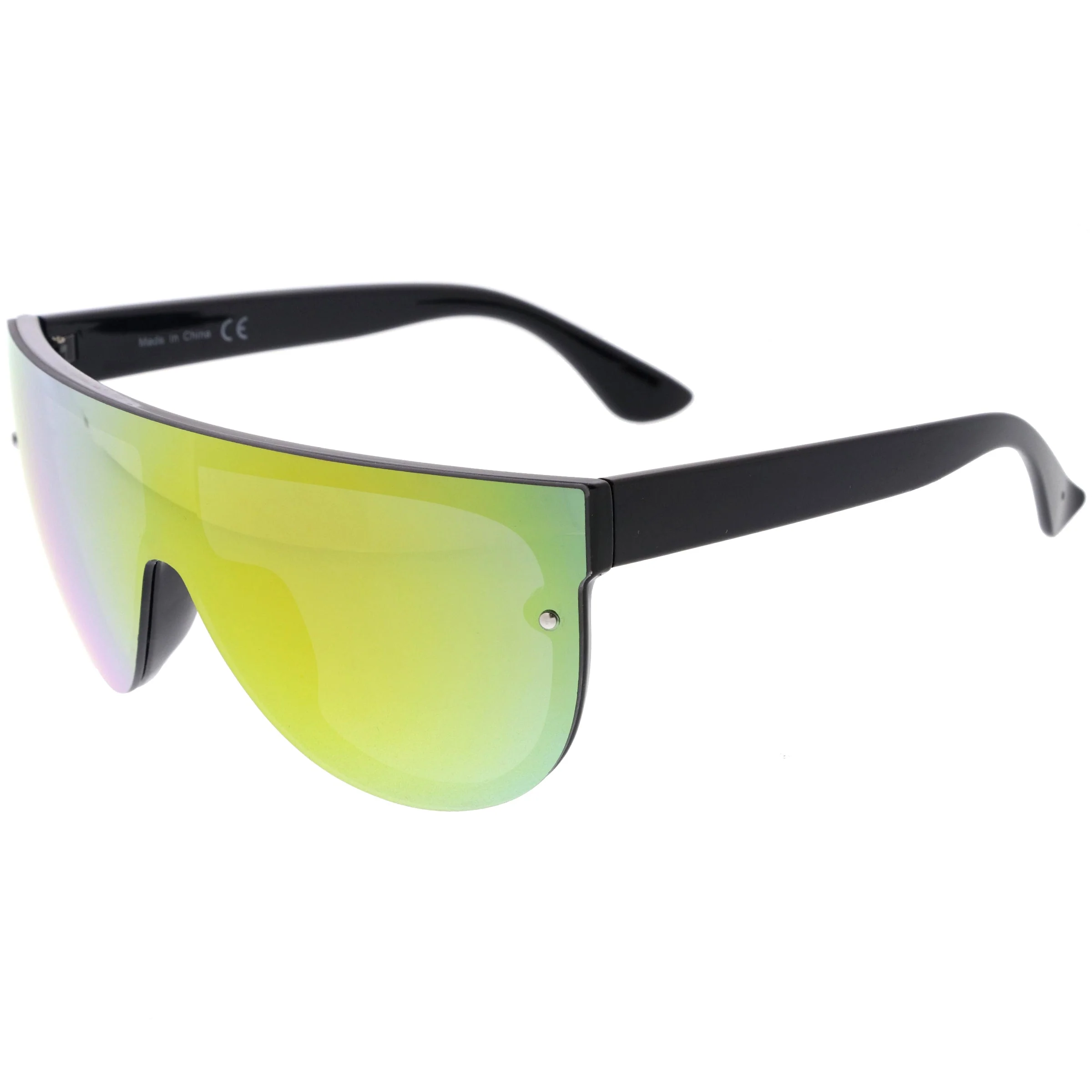 zeroUV Retro Modern Flat Top Mirror Lens Shield Aviator Sunglasses 9798 - Image 12