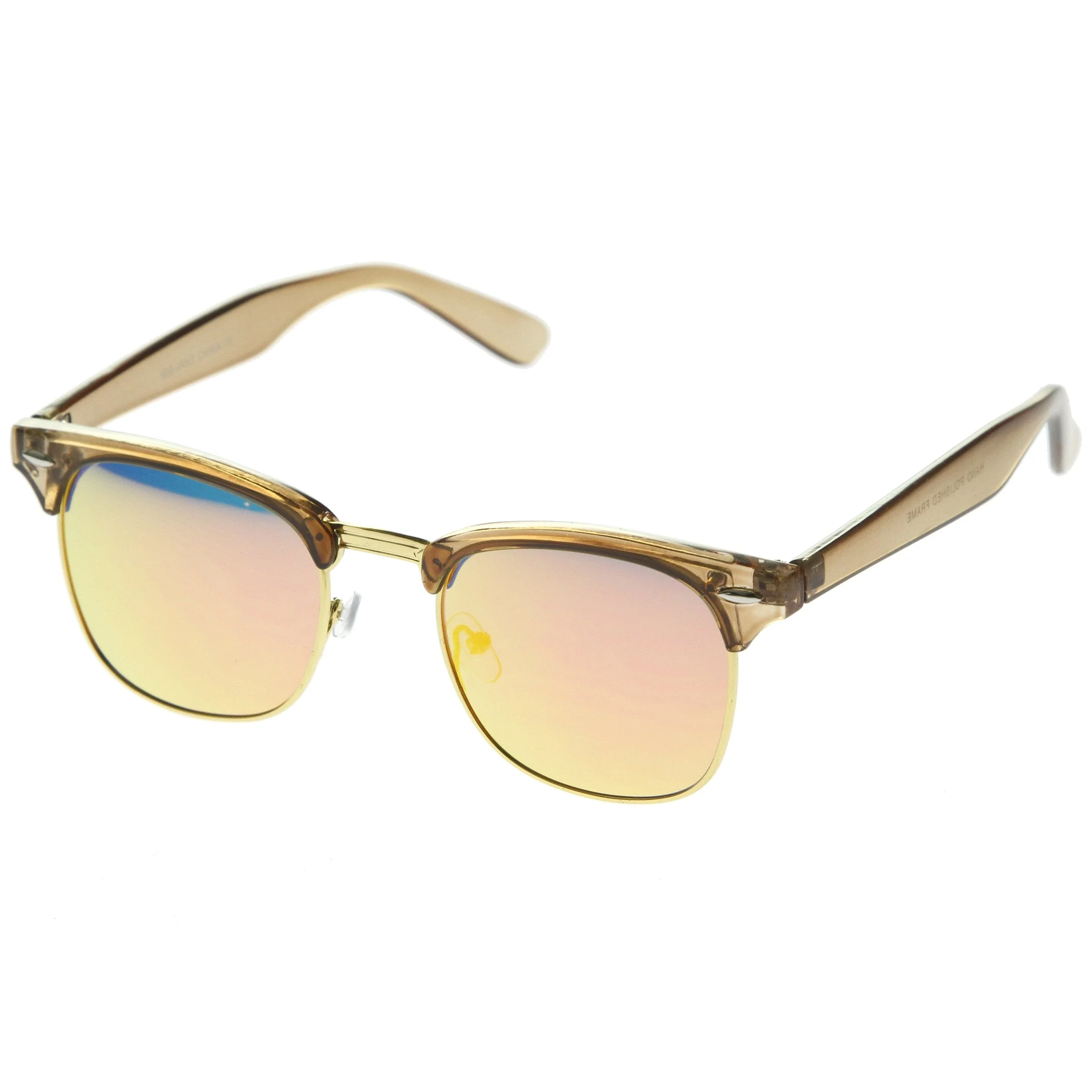 zeroUV Retro Modern Horned Rim Half Frame Mirrored Lens Sunglasses A031 - Image 2
