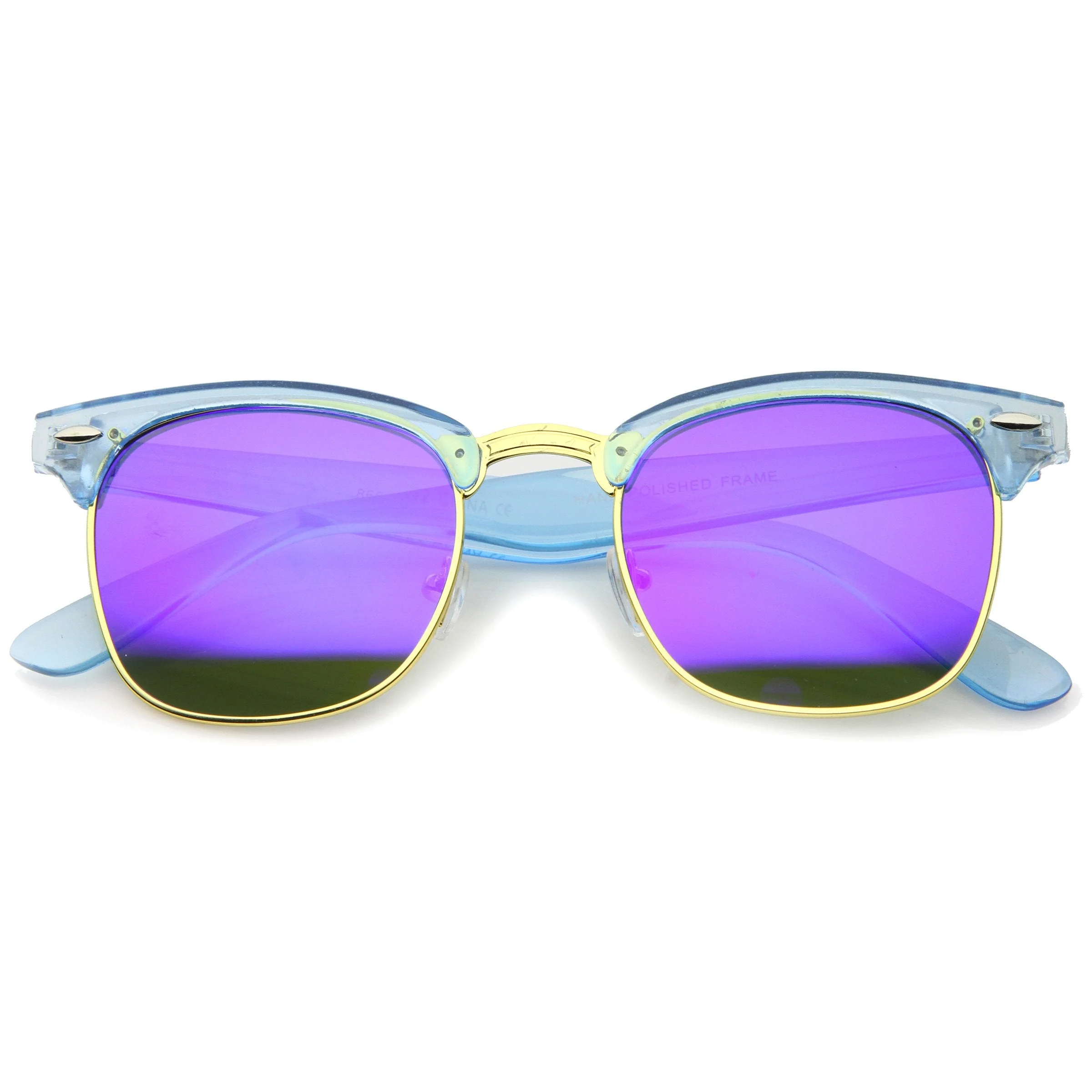 zeroUV Retro Modern Horned Rim Half Frame Mirrored Lens Sunglasses A031 - Image 5