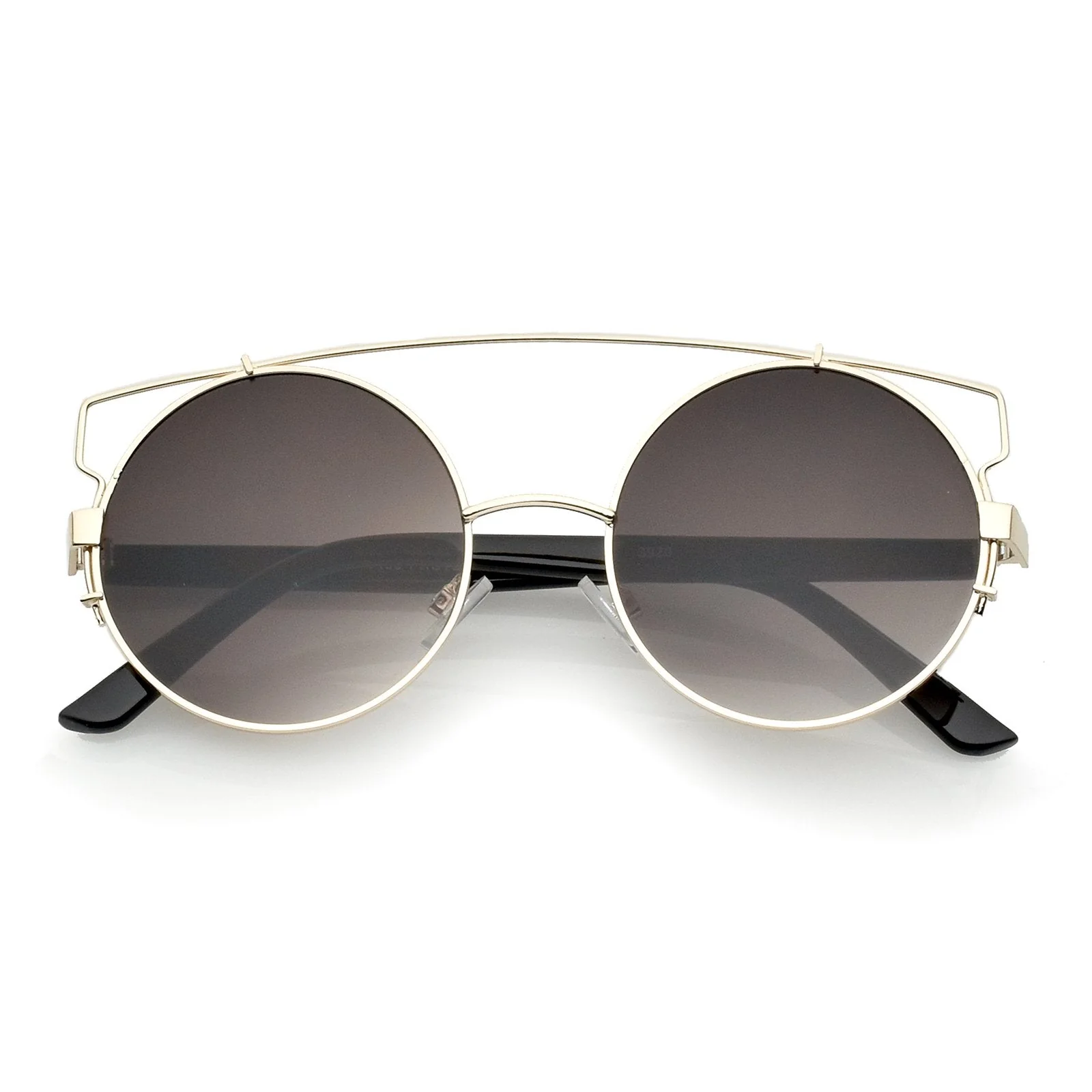zeroUV Retro Modern Oversize Round Flat Lens Crossbar Sunglasses A540 - Image 8