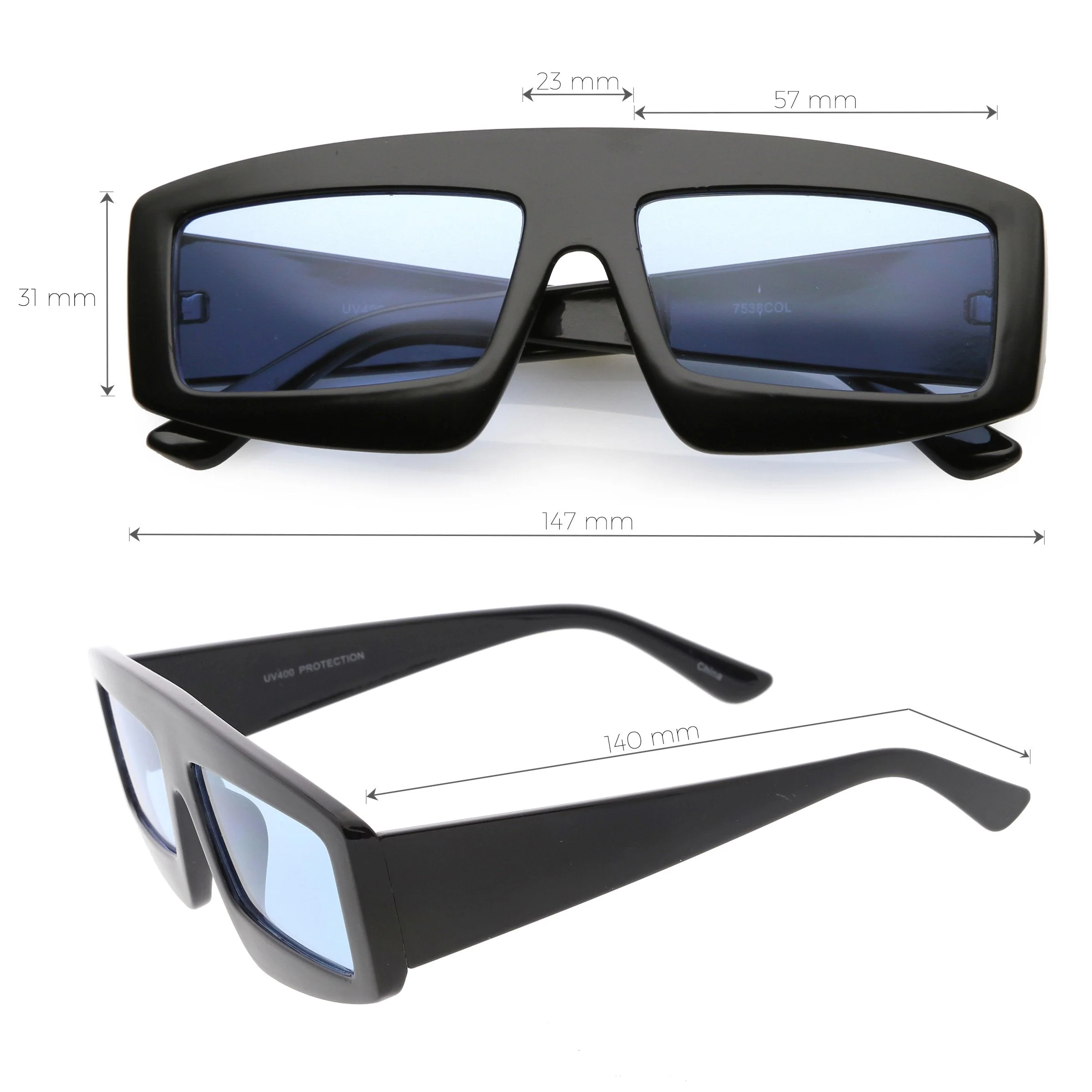 zeroUV Retro Modern Rectangle Flat Lens Color Tinted Sunglasses C747 - Image 12