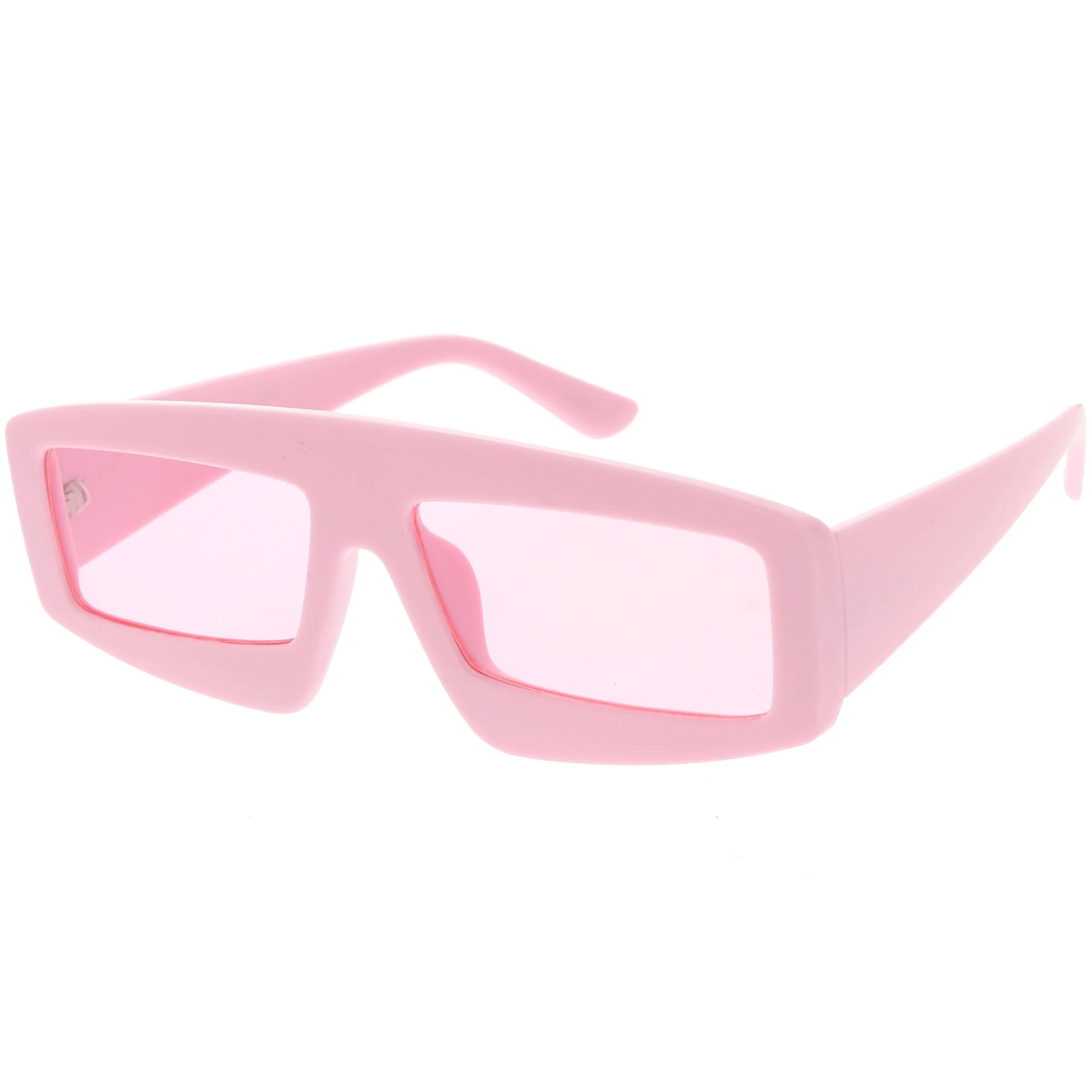 zeroUV Retro Modern Rectangle Flat Lens Color Tinted Sunglasses C747 - Image 22