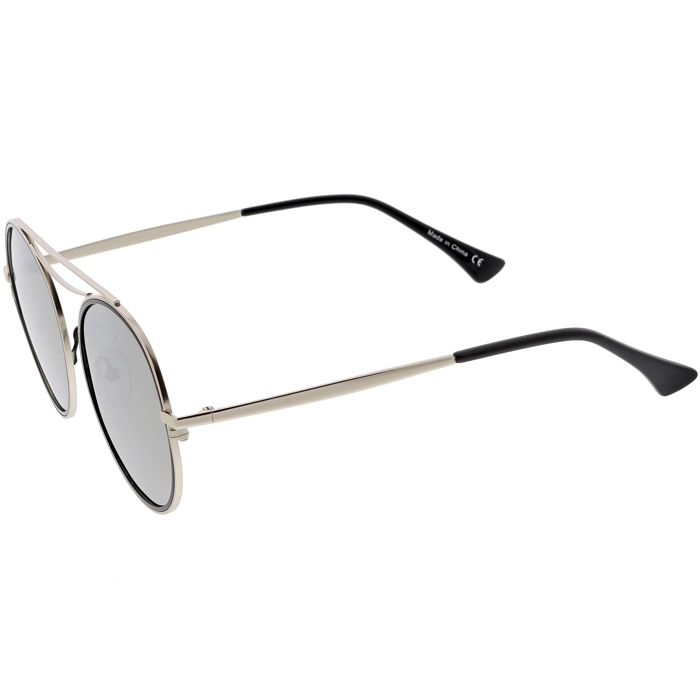 zeroUV Retro Polarized Round Metal Aviator Mirrored Lens Sunglasses C821 - Image 10
