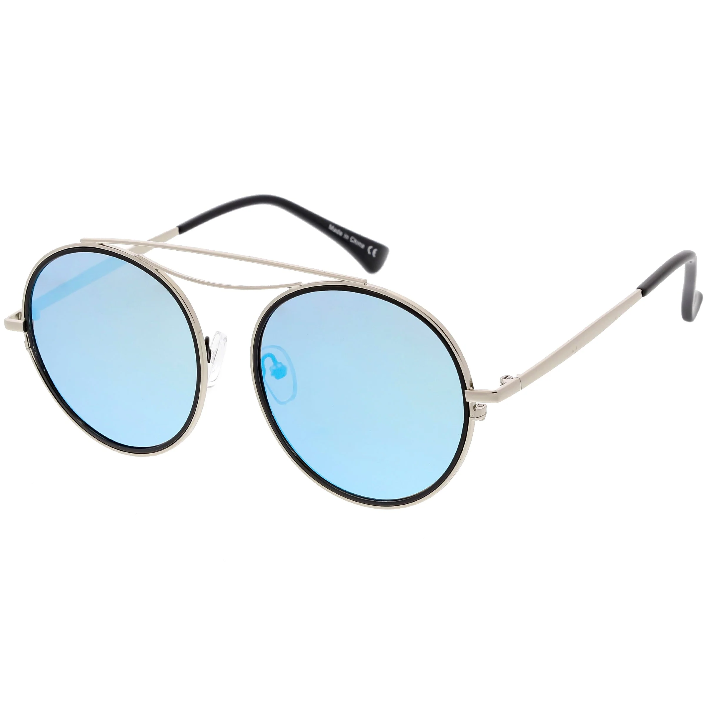 zeroUV Retro Polarized Round Metal Aviator Mirrored Lens Sunglasses C821 - Image 13
