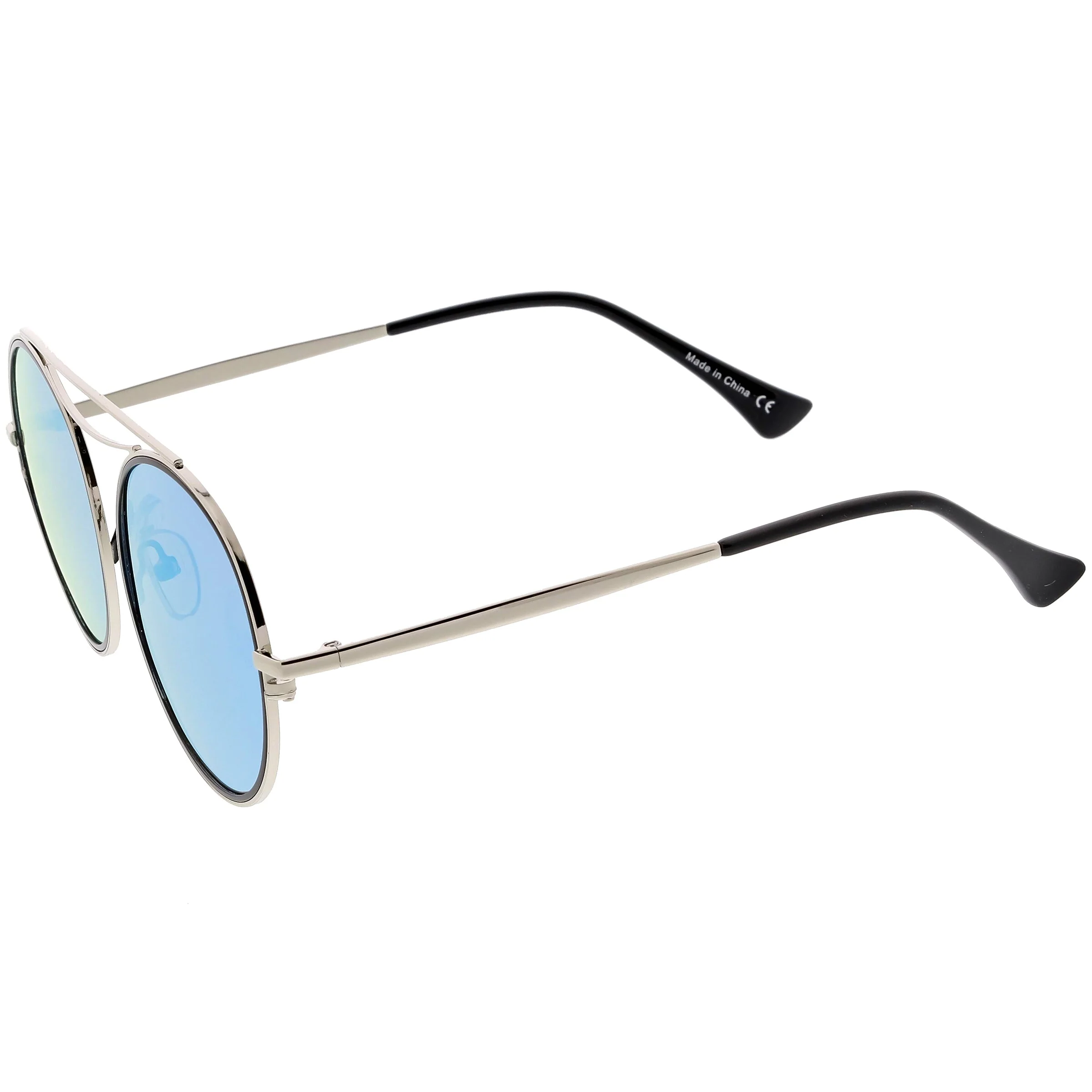 zeroUV Retro Polarized Round Metal Aviator Mirrored Lens Sunglasses C821 - Image 14