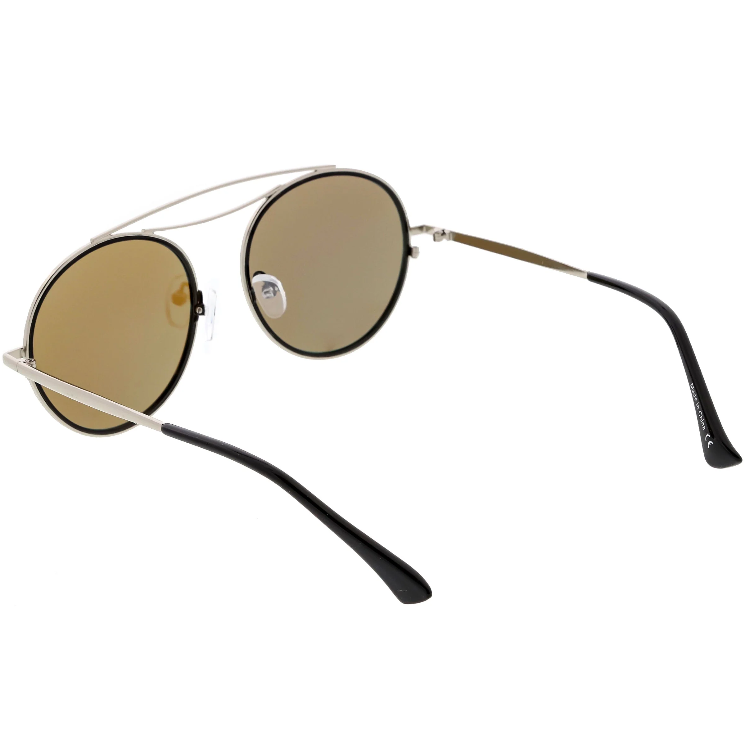 zeroUV Retro Polarized Round Metal Aviator Mirrored Lens Sunglasses C821 - Image 15