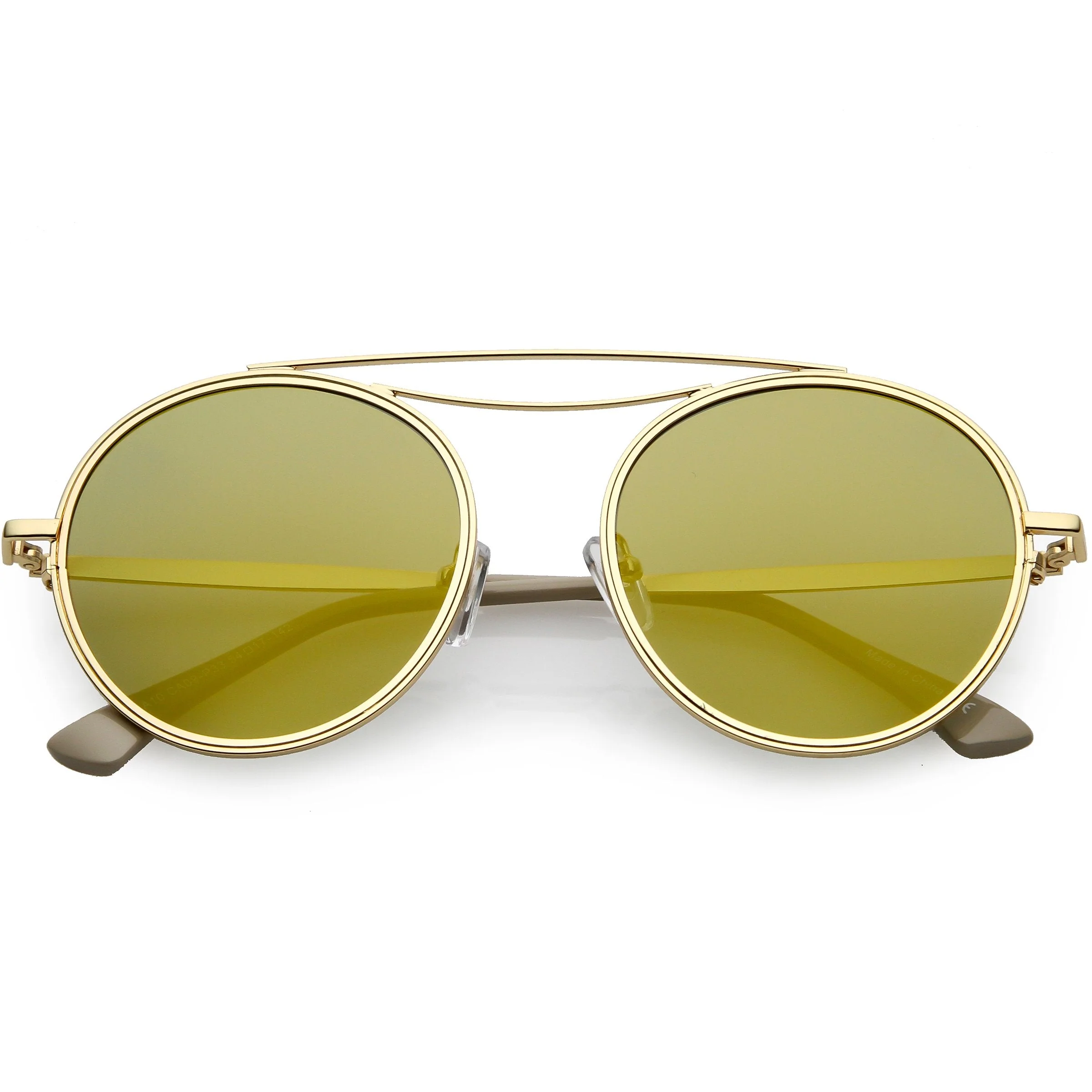 zeroUV Retro Polarized Round Metal Aviator Mirrored Lens Sunglasses C821 - Image 16