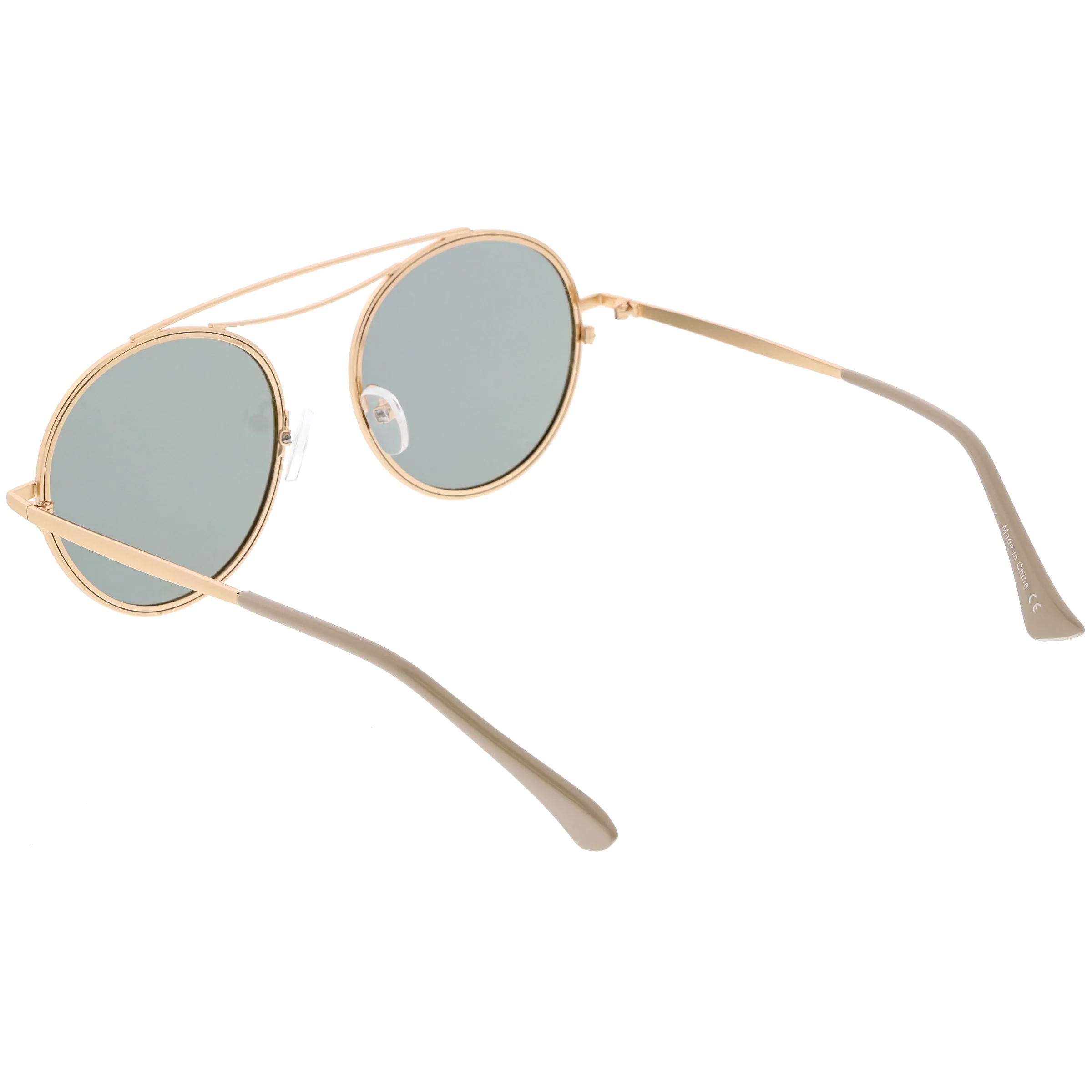 zeroUV Retro Polarized Round Metal Aviator Mirrored Lens Sunglasses C821 - Image 19
