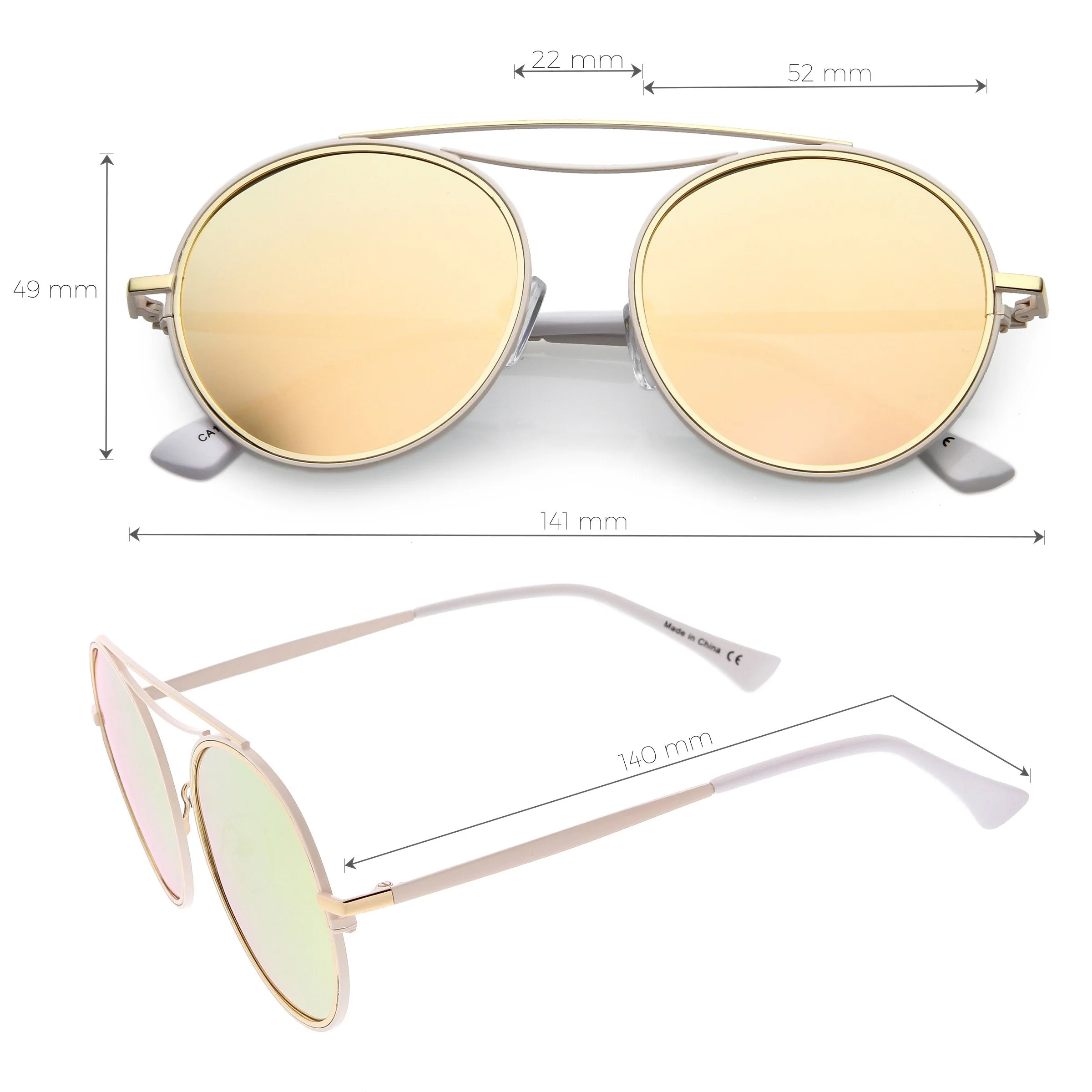 zeroUV Retro Polarized Round Metal Aviator Mirrored Lens Sunglasses C821 - Image 2