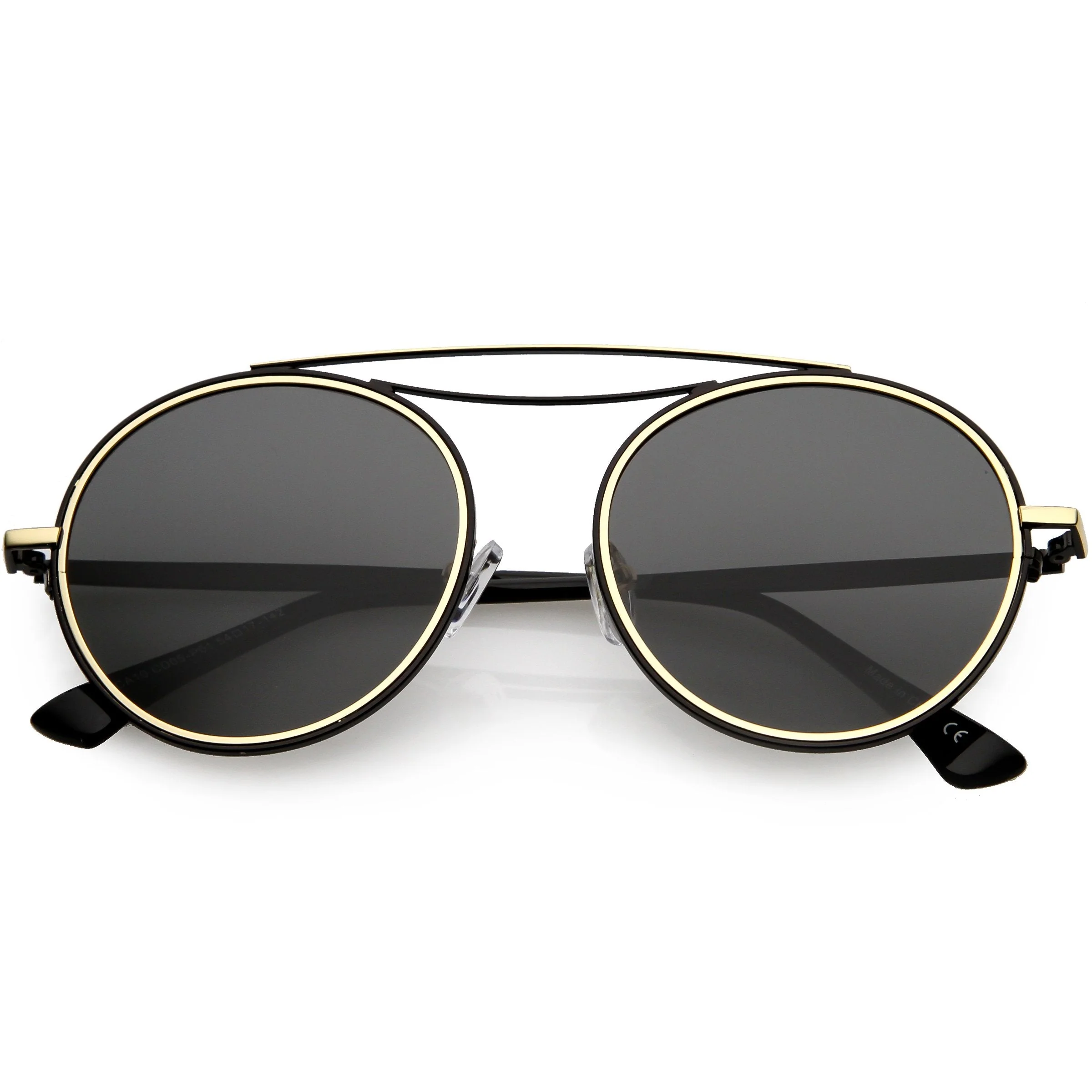 zeroUV Retro Polarized Round Metal Aviator Mirrored Lens Sunglasses C821 - Image 20