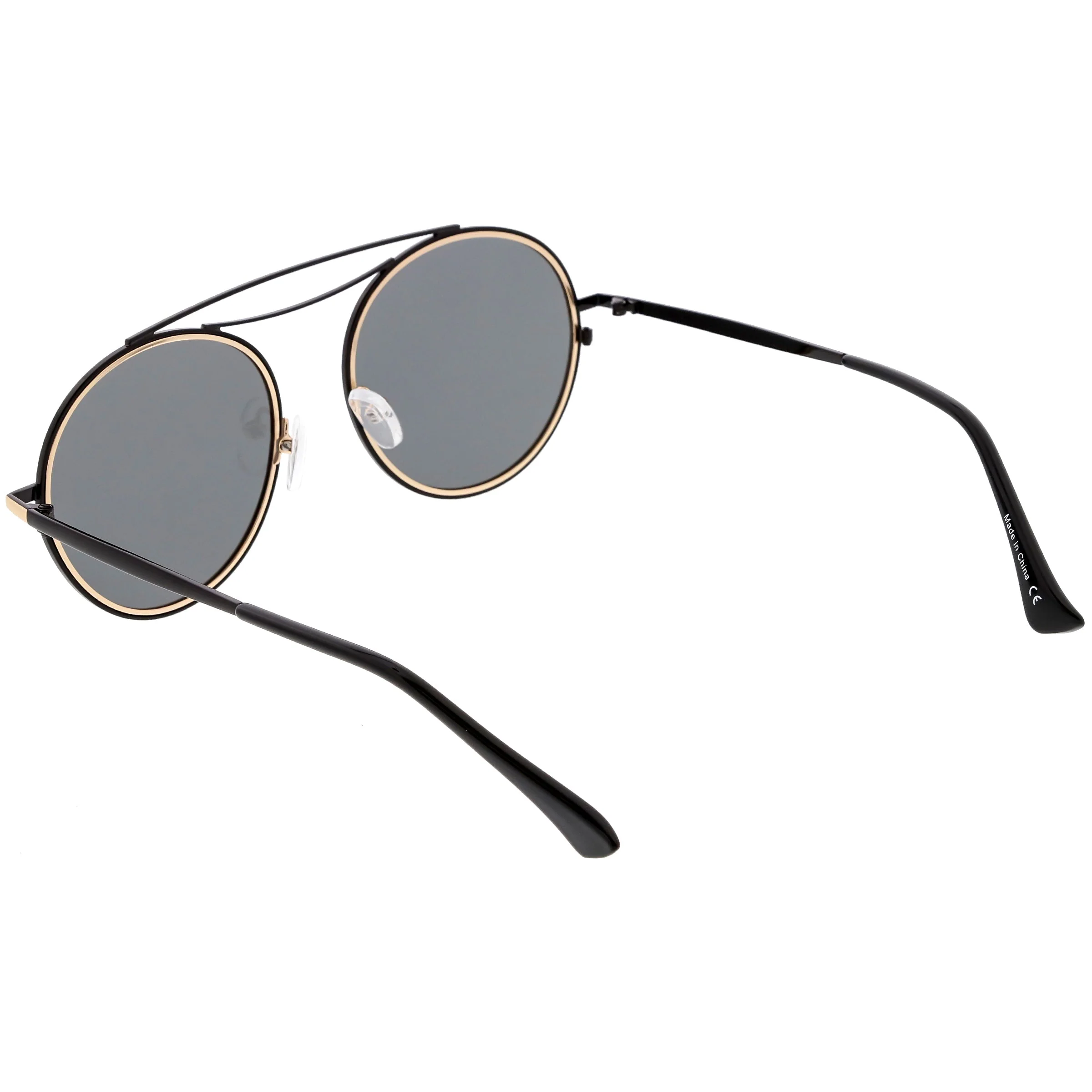 zeroUV Retro Polarized Round Metal Aviator Mirrored Lens Sunglasses C821 - Image 23