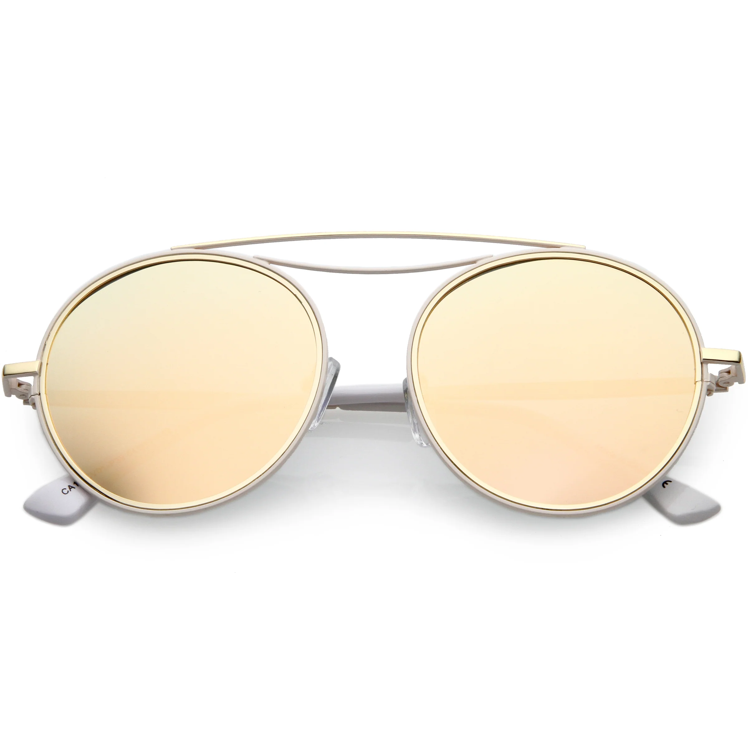 zeroUV Retro Polarized Round Metal Aviator Mirrored Lens Sunglasses C821 - Image 3