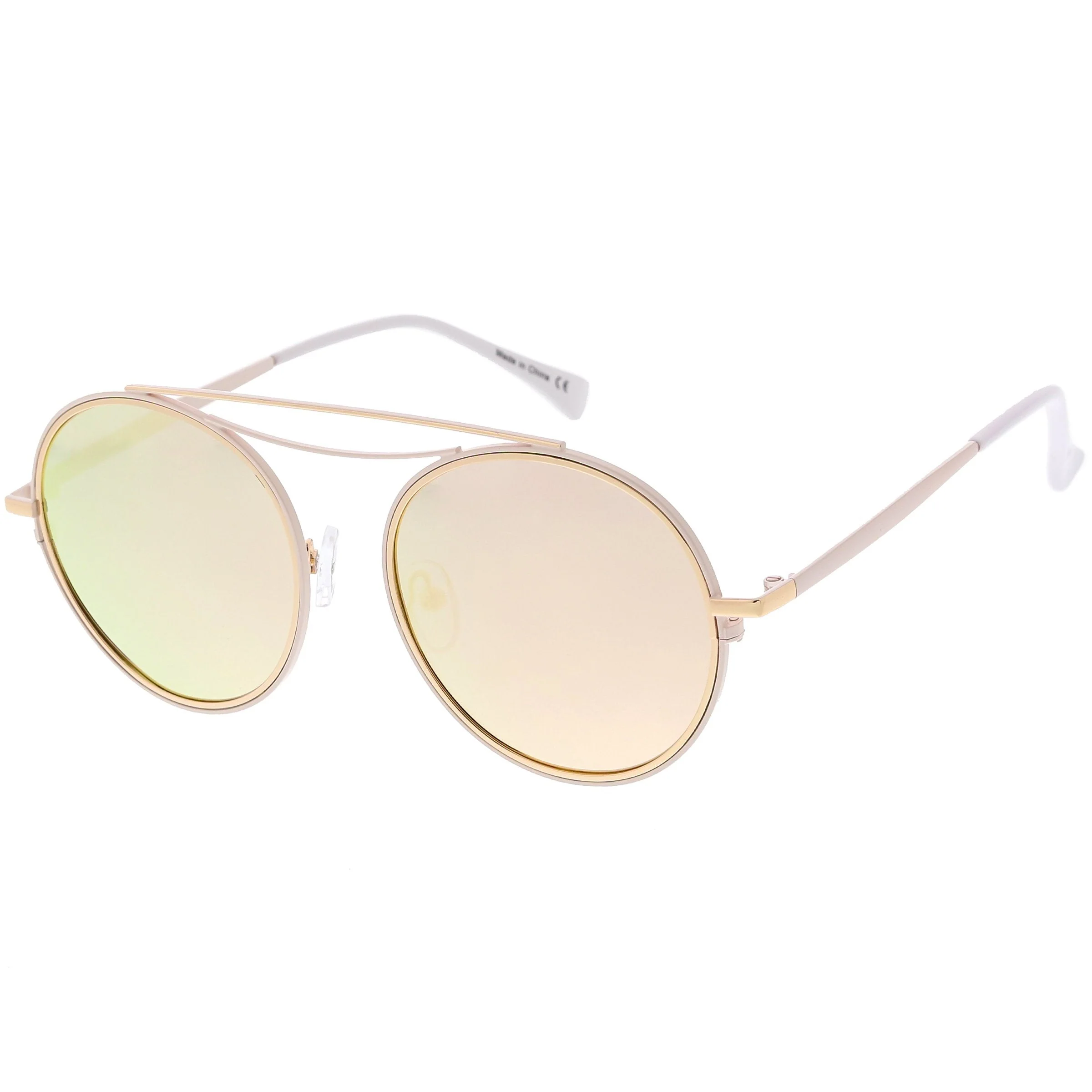 zeroUV Retro Polarized Round Metal Aviator Mirrored Lens Sunglasses C821 - Image 4