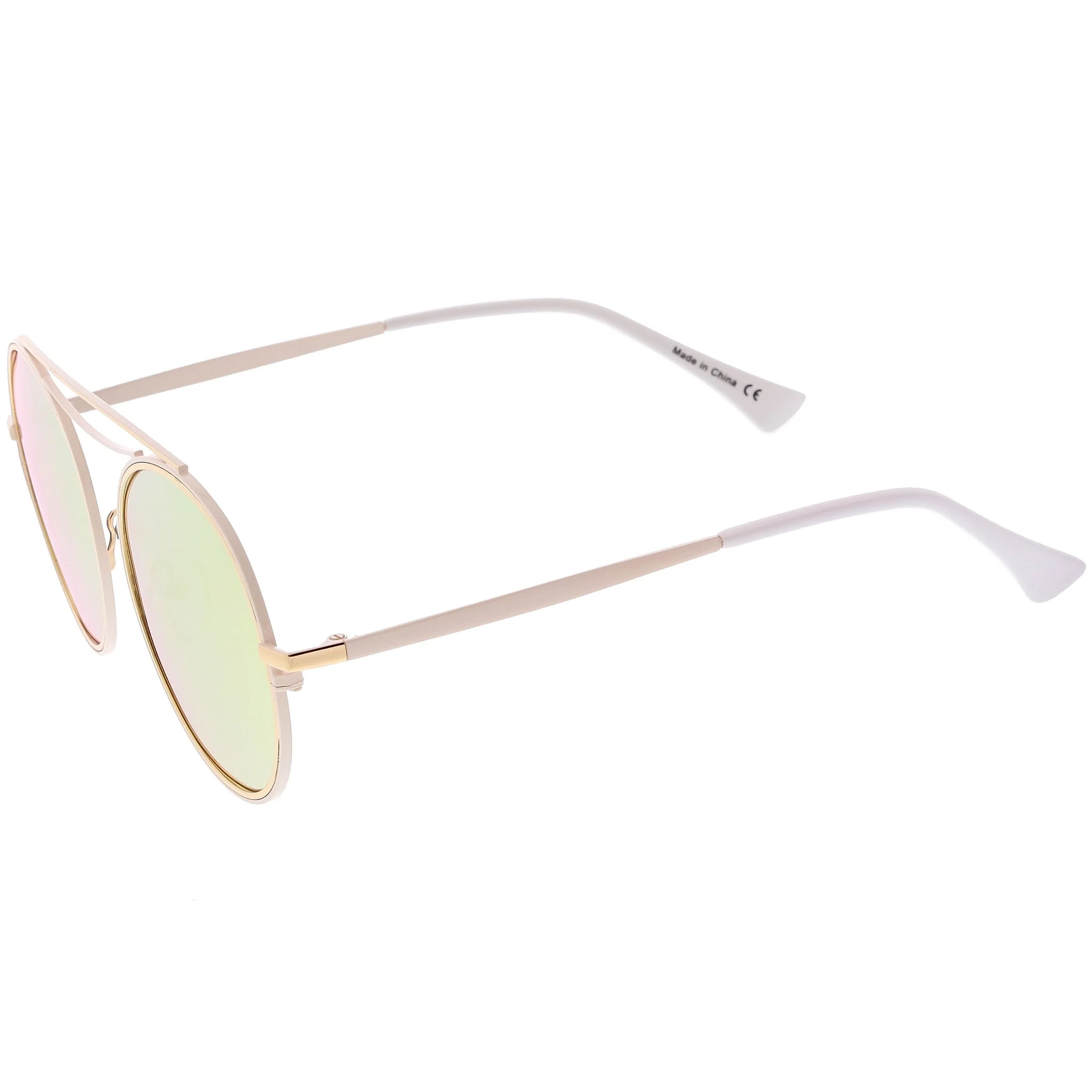 zeroUV Retro Polarized Round Metal Aviator Mirrored Lens Sunglasses C821 - Image 5
