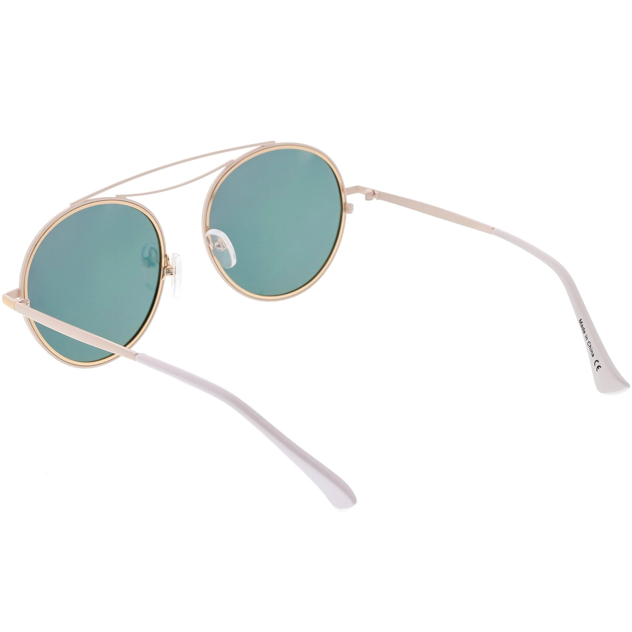 zeroUV Retro Polarized Round Metal Aviator Mirrored Lens Sunglasses C821 - Image 6