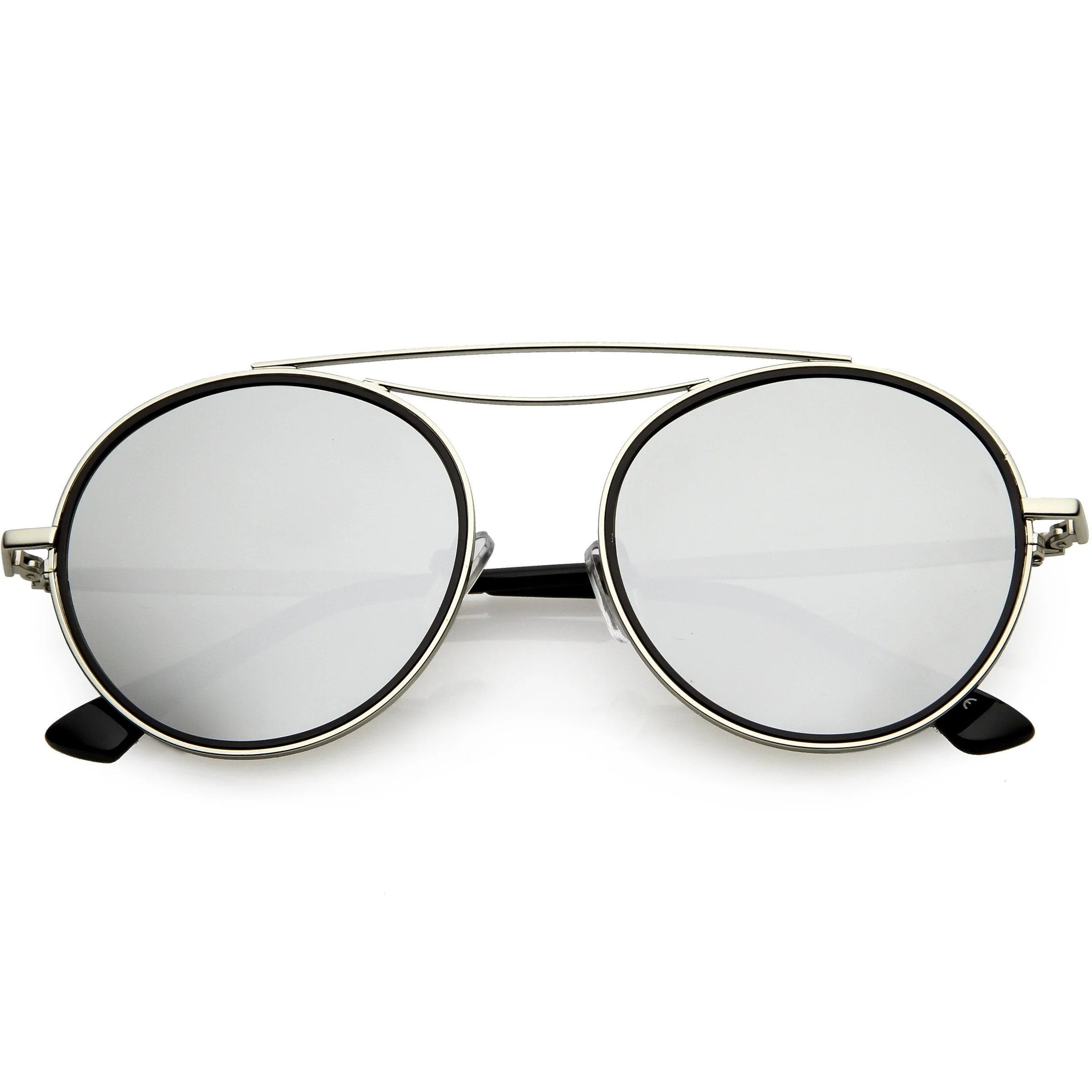 zeroUV Retro Polarized Round Metal Aviator Mirrored Lens Sunglasses C821 - Image 8