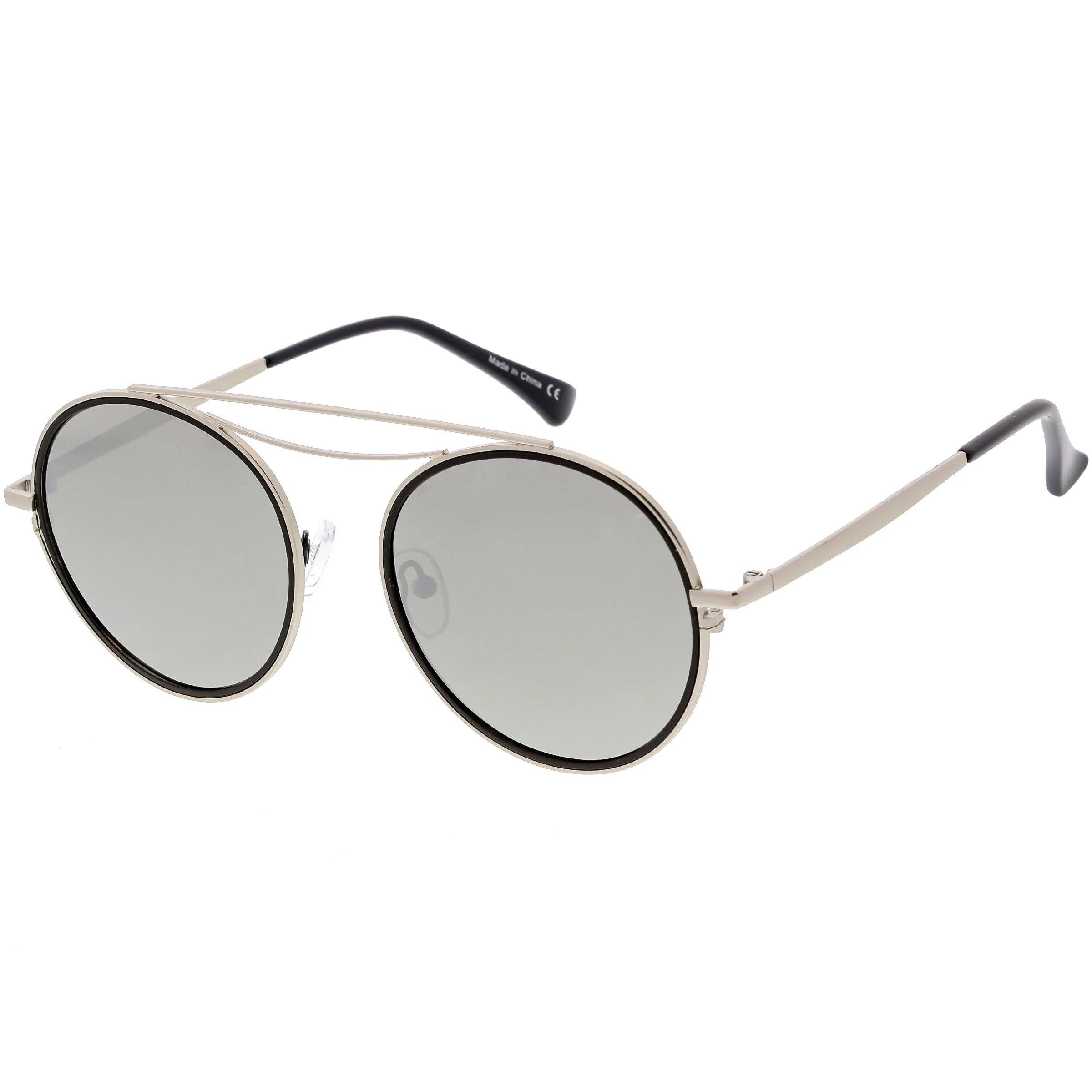 zeroUV Retro Polarized Round Metal Aviator Mirrored Lens Sunglasses C821 - Image 9